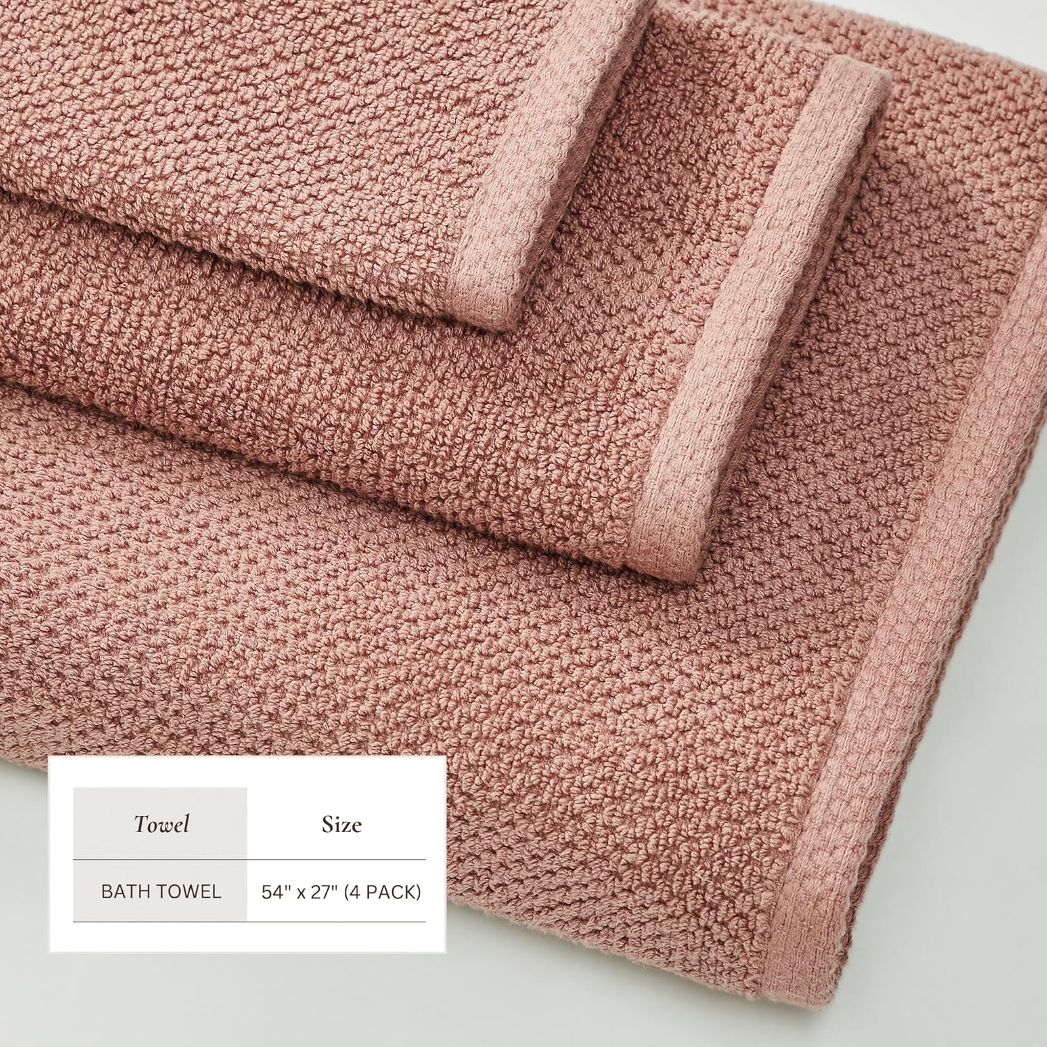 Great Bay Home Pink Bath Towels 4 Pack - 54x27 1