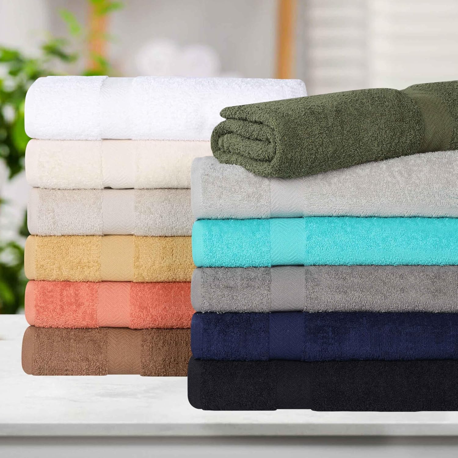 Superior 6-Piece Cotton Towel Set with Chevron Trim
