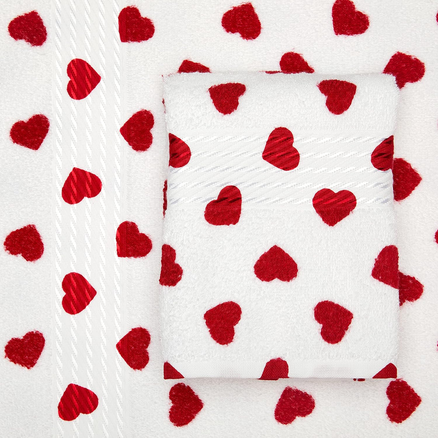 Cackleberry Home Red Hearts Bath Towels Set of 2