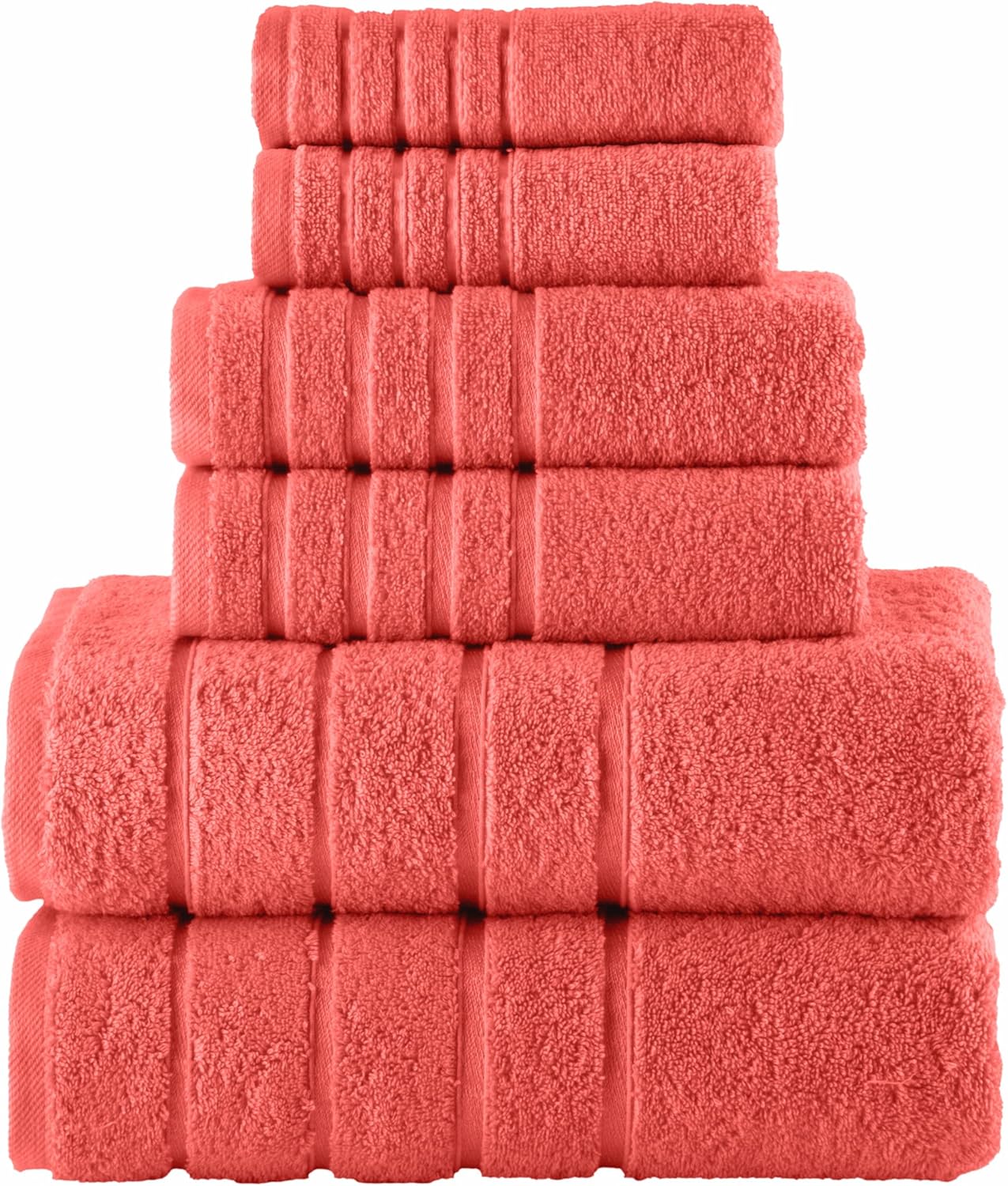 Elegant Comfort 4 Lines Viscose Stripe 6-Piece Luxury Towel Set