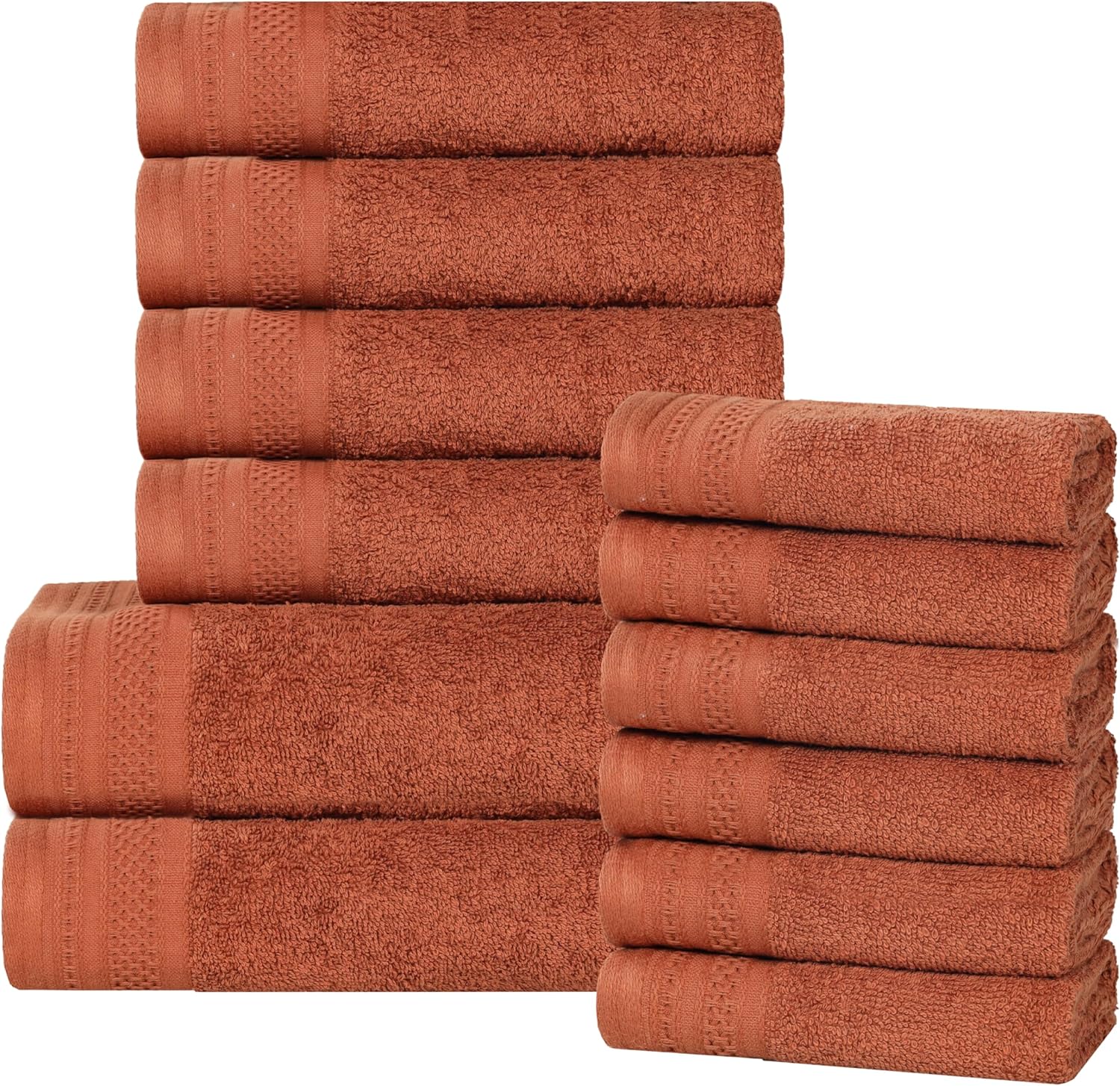 Superior 12-Piece Cotton Towel Set with Waffle Border