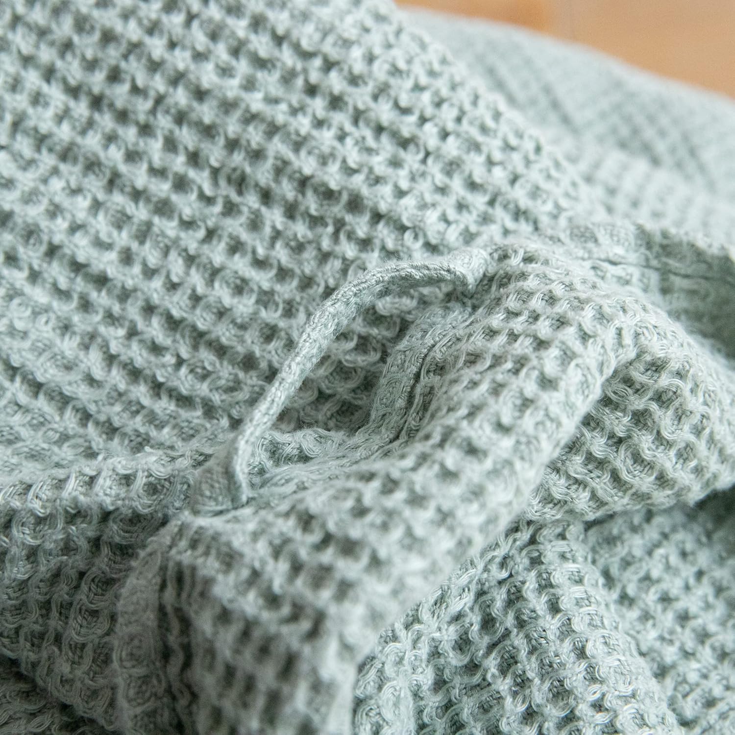 LinenMe Linen Waffle Wash Cloths Set of 4 Sea Foam