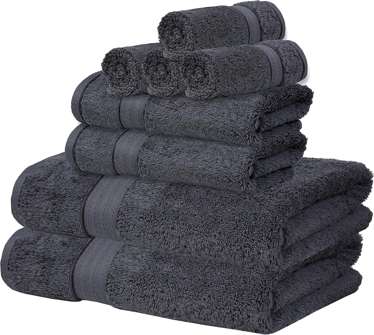 GLAMBURG 700 GSM 8-Piece Towel Set - Charcoal Grey Luxury
