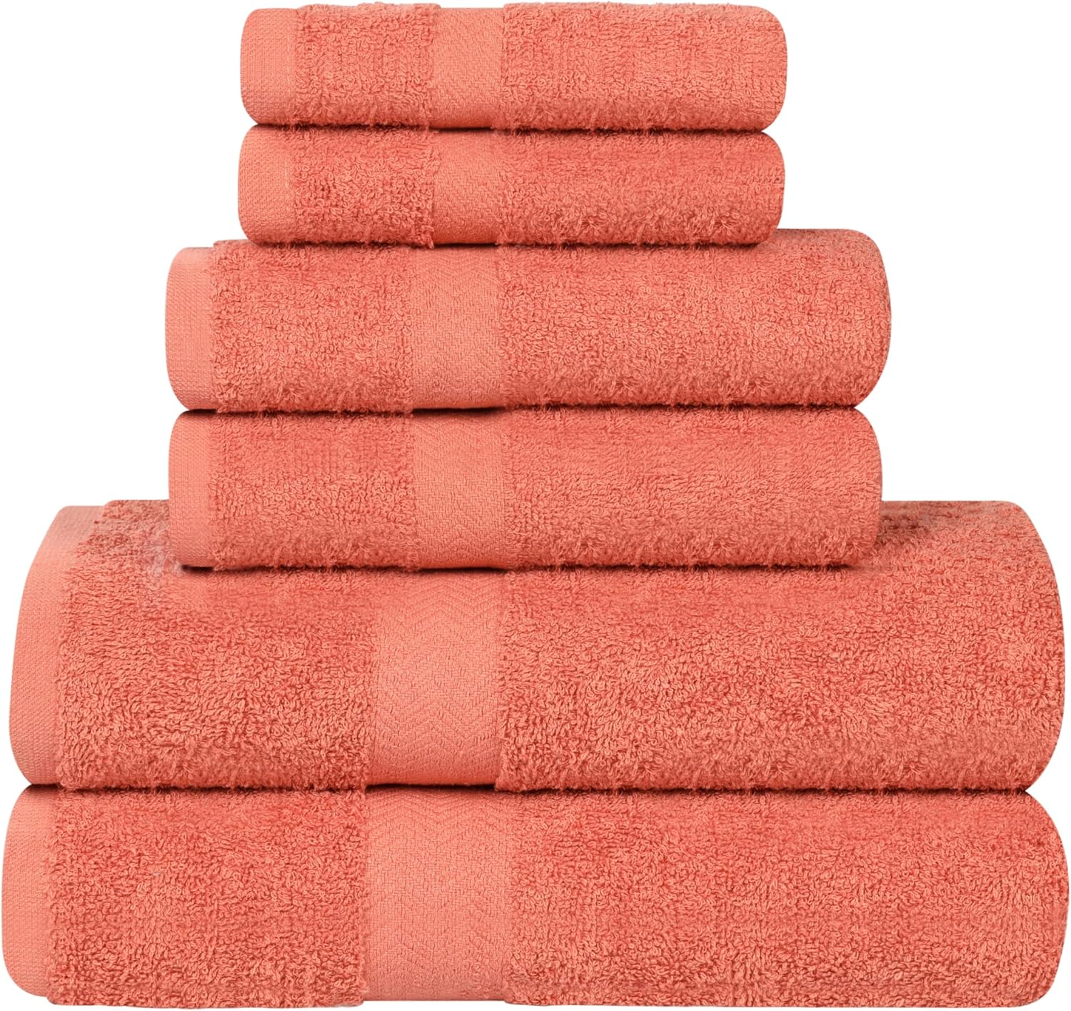 Superior 6-Piece Cotton Towel Set with Chevron Trim