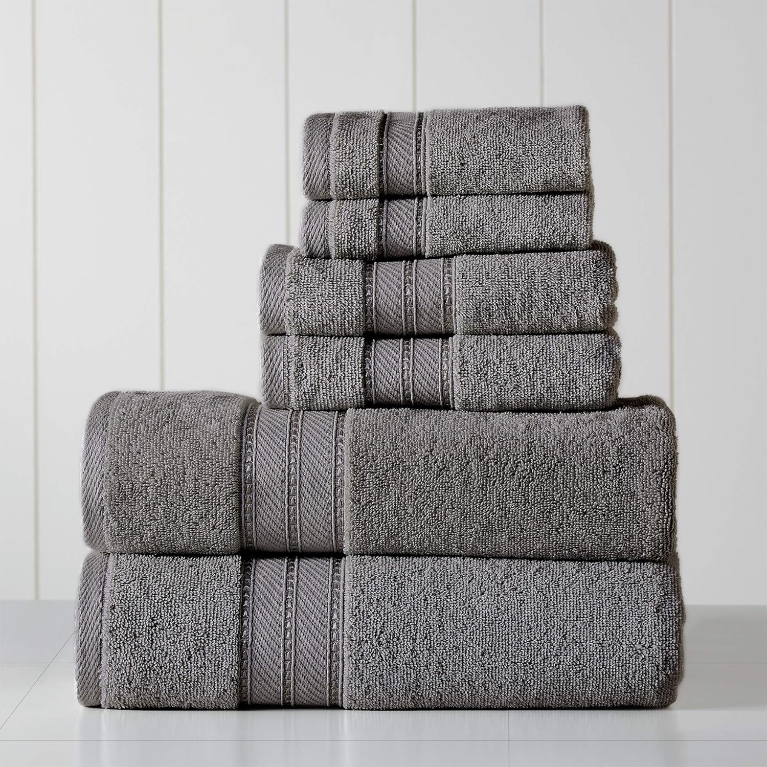 Modern Threads - 6-Piece Combed Cotton Towel Set in Charcoal
