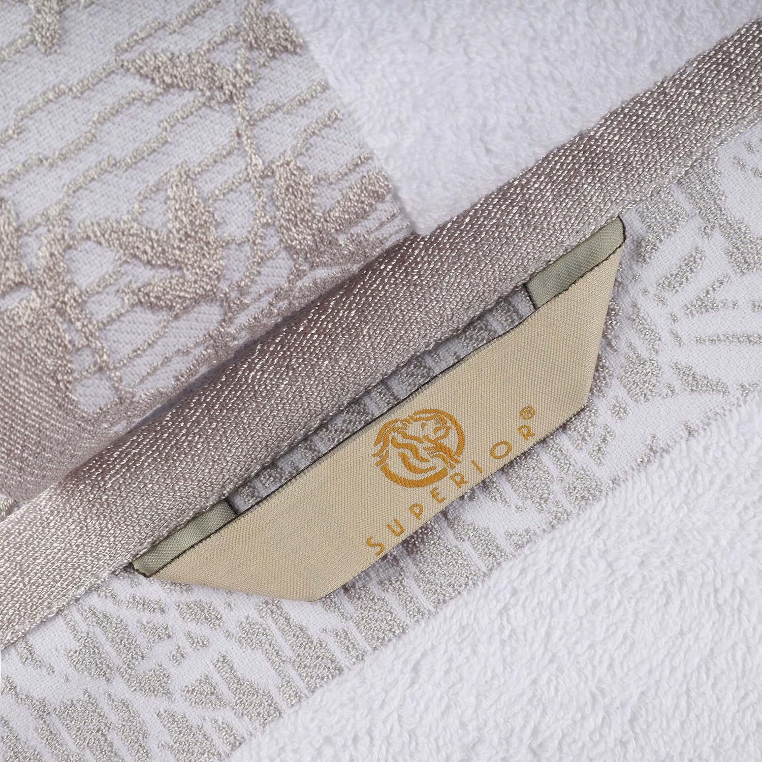 Superior Cotton Bath Towels Set of 2 with Floral Border