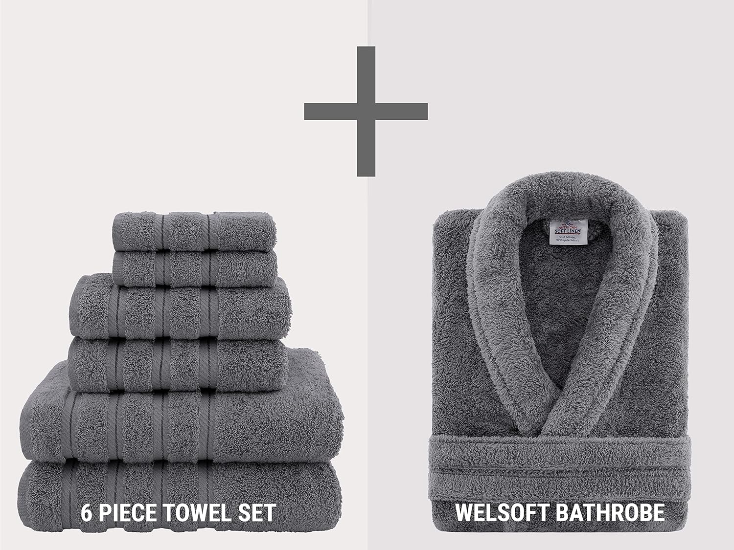 American Soft Linen X Large XX Large Robe and 6-Piece Towel Set