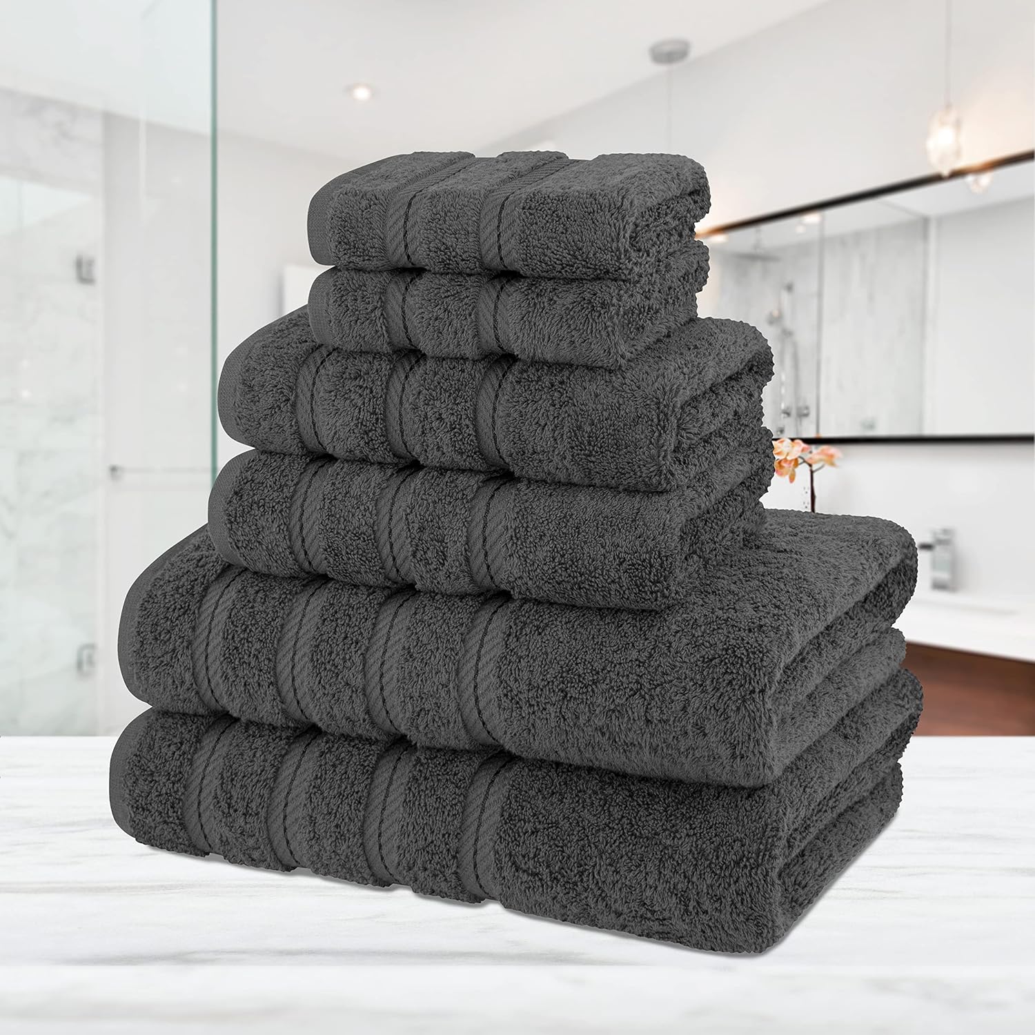 American Soft Linen X Large XX Large Robe and 6-Piece Towel Set