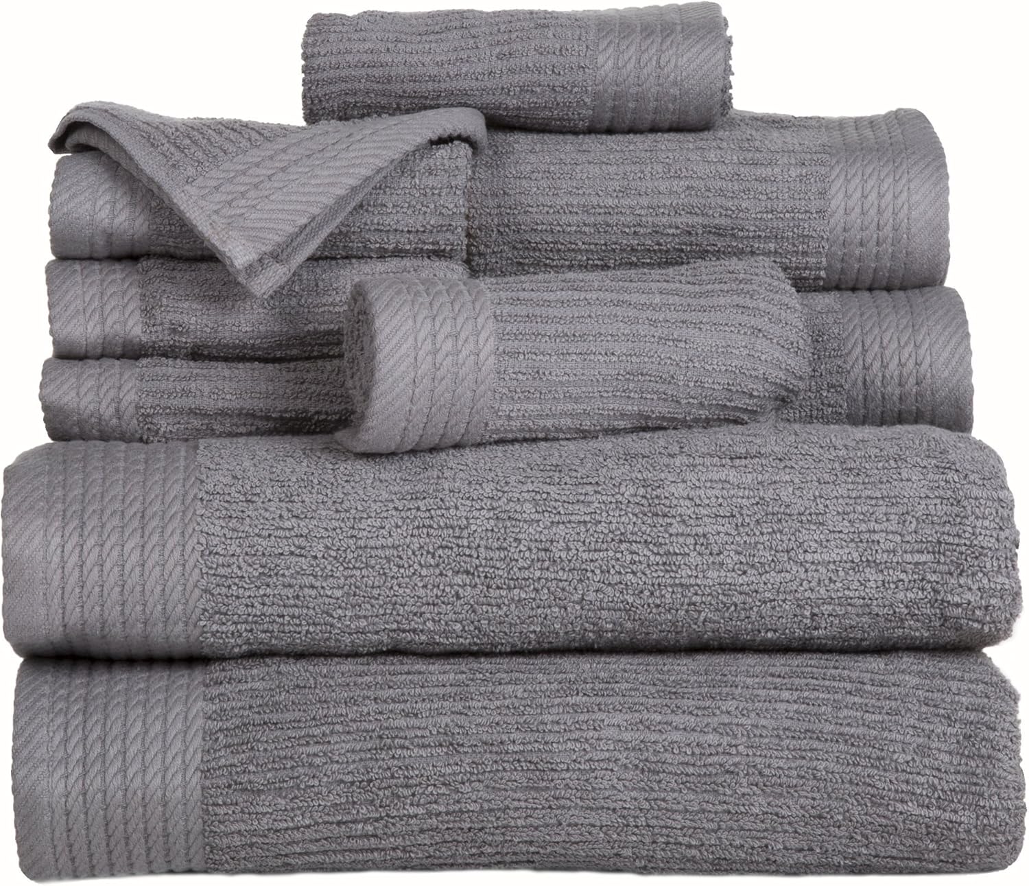10-Piece Bath Towel Set - Silver Luxury Cotton Towels