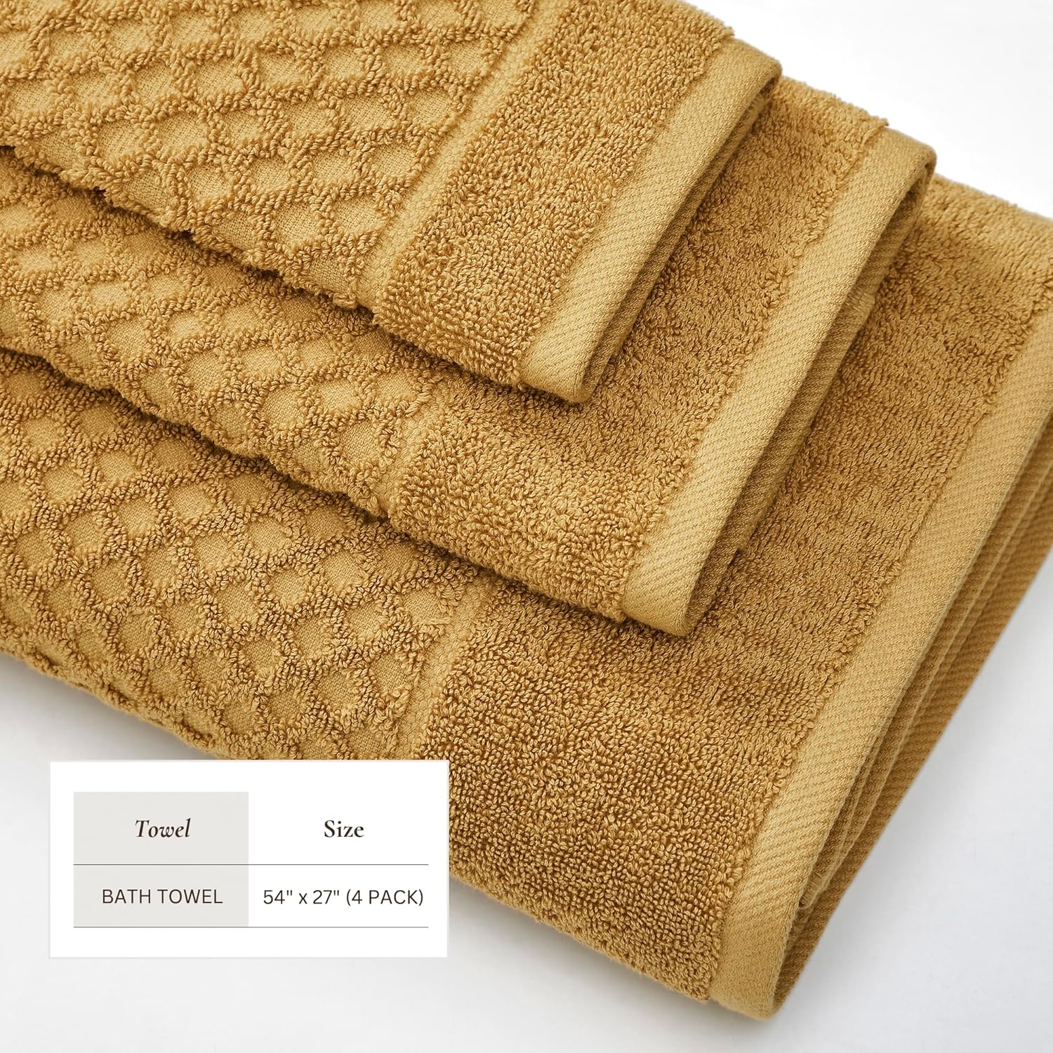 Great Bay Home Yellow Bath Towels 4 Pack - 54x27 Absorbent Towels