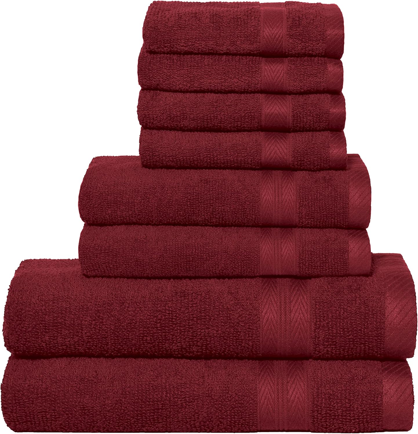 BOUTIQUO 8 Piece Towel Set - Ultra Soft Hotel Spa Quality Burgundy