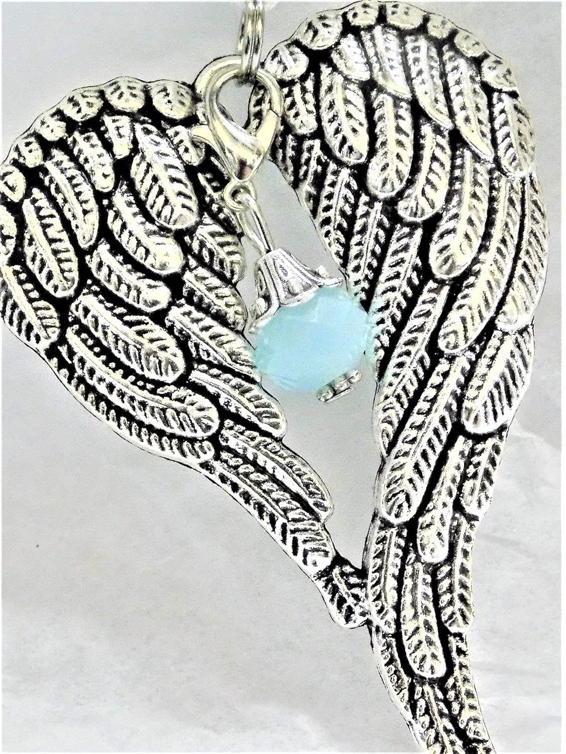 Baby Boy Memorial Angel Wings with Light Blue Bead