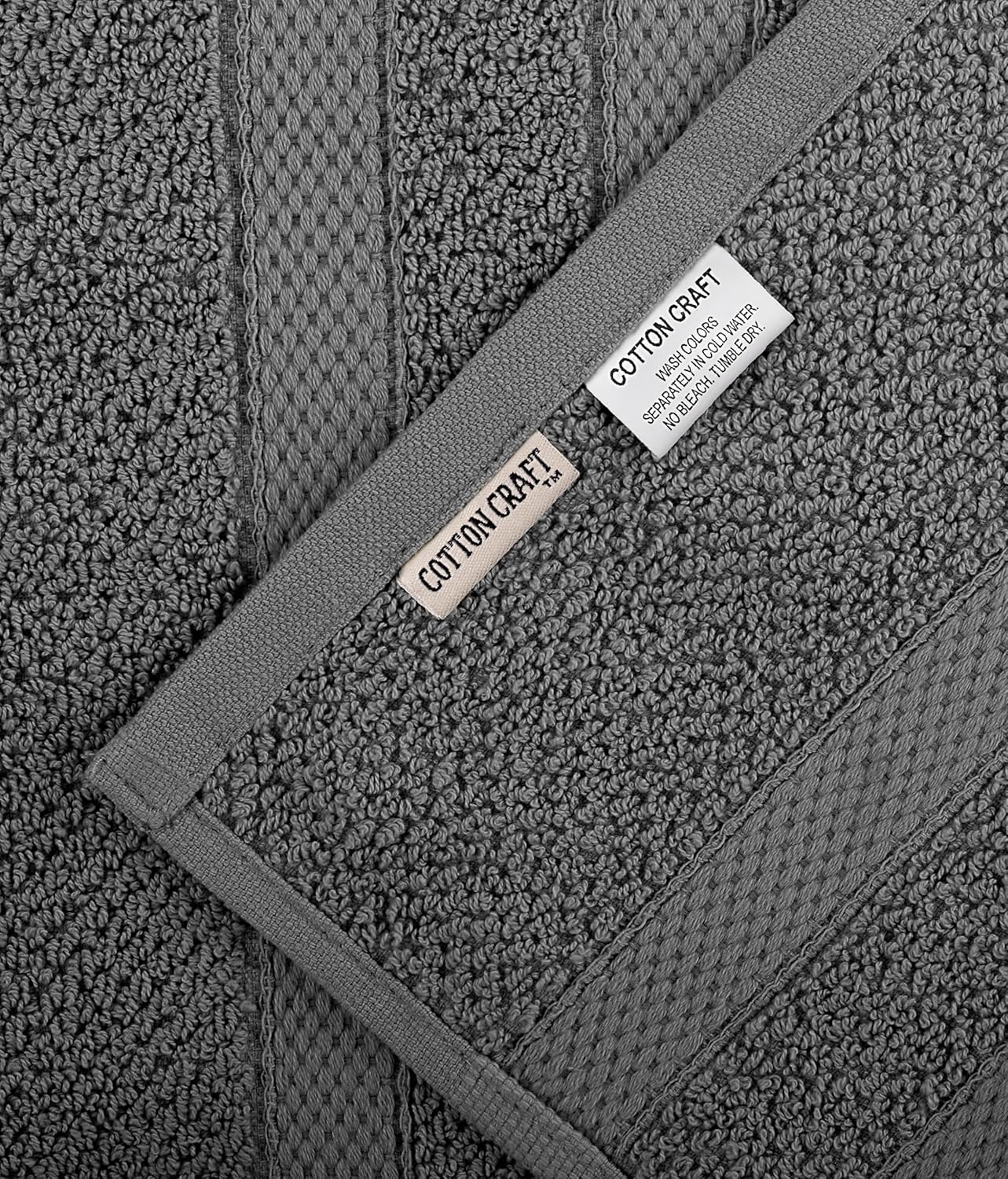 COTTON CRAFT Popcorn Towel Set - 10 Piece Charcoal Grey 1