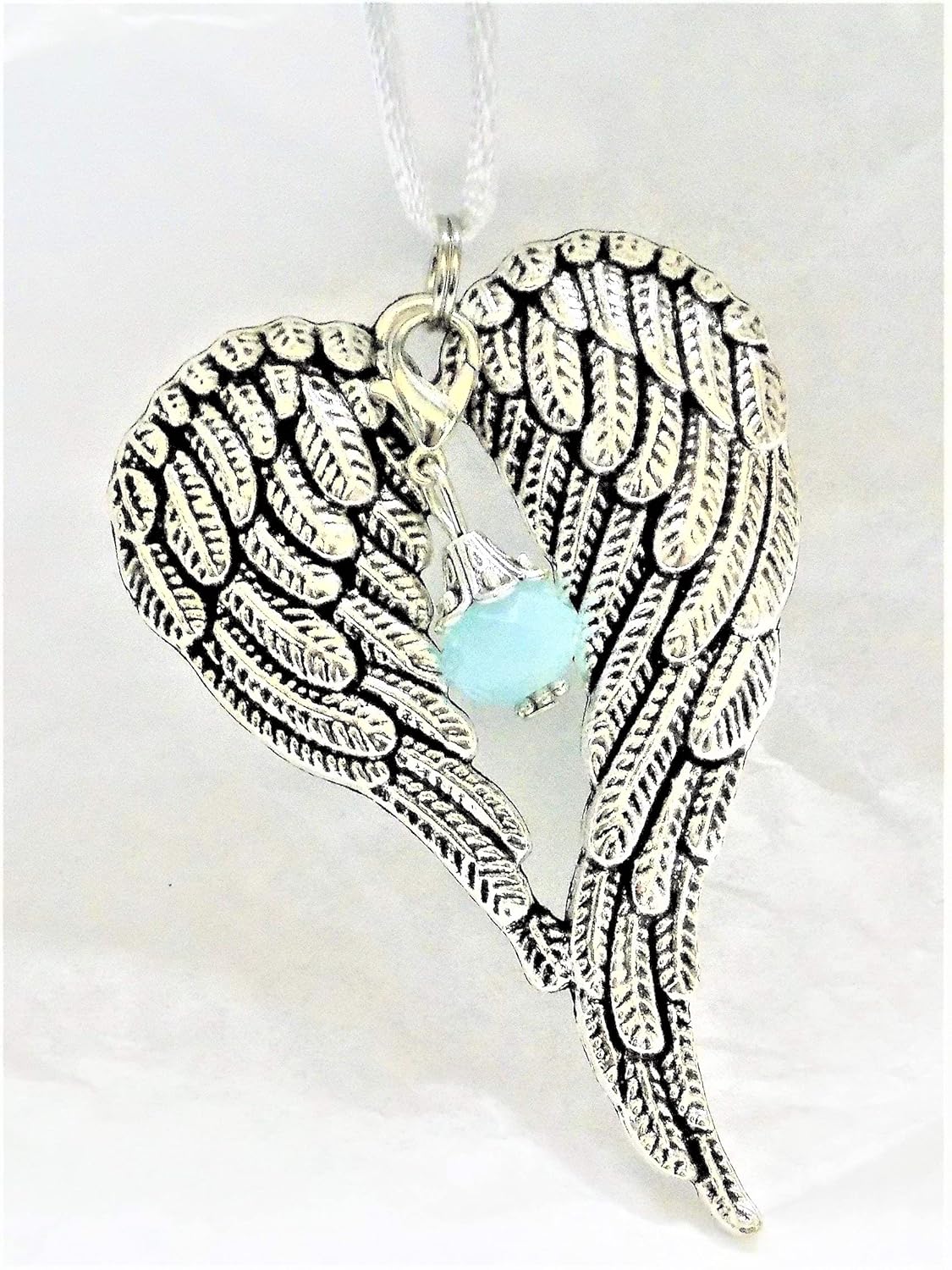 Baby Boy Memorial Angel Wings with Light Blue Bead