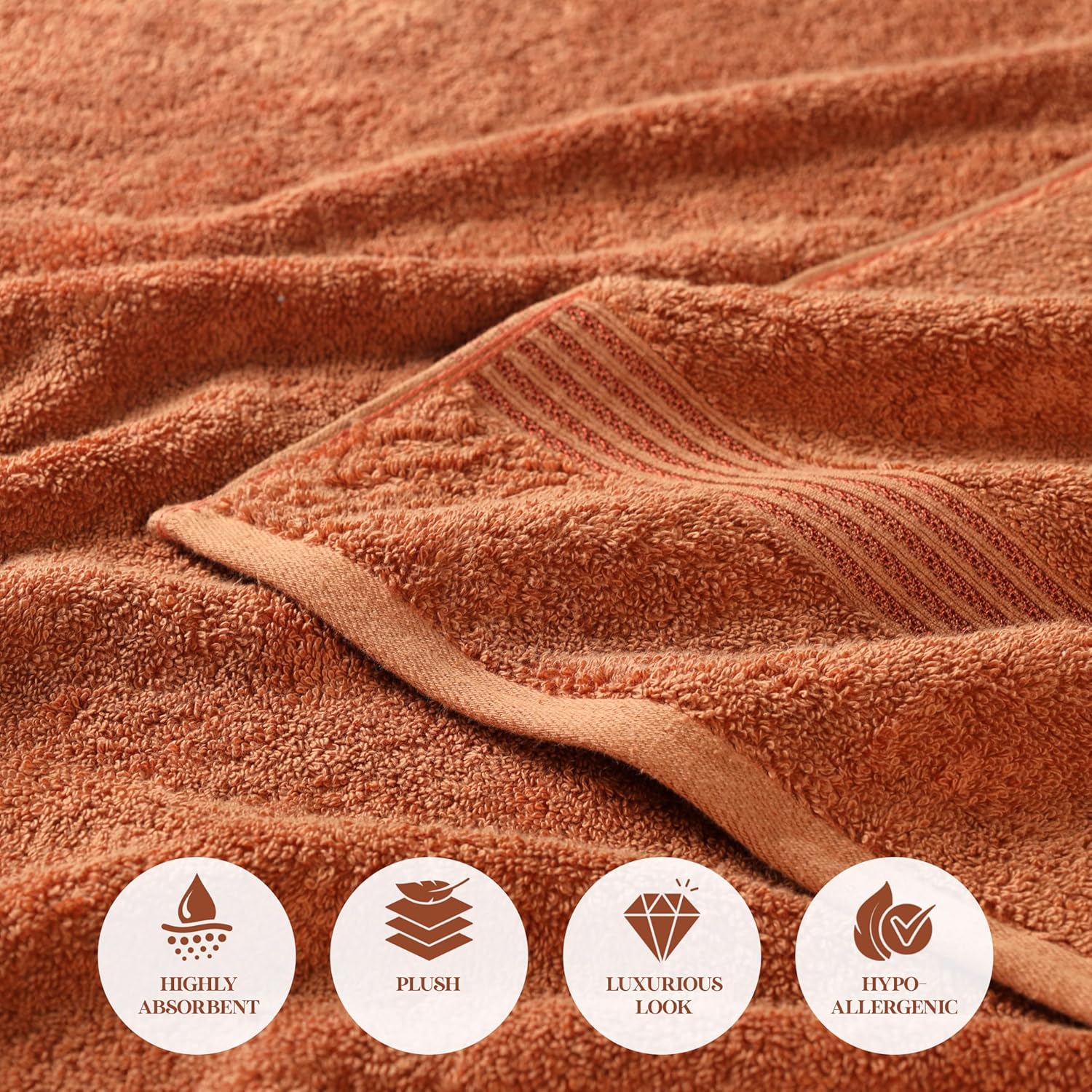 Superior Egyptian Cotton 6-Piece Towel Set Caramel Brown
