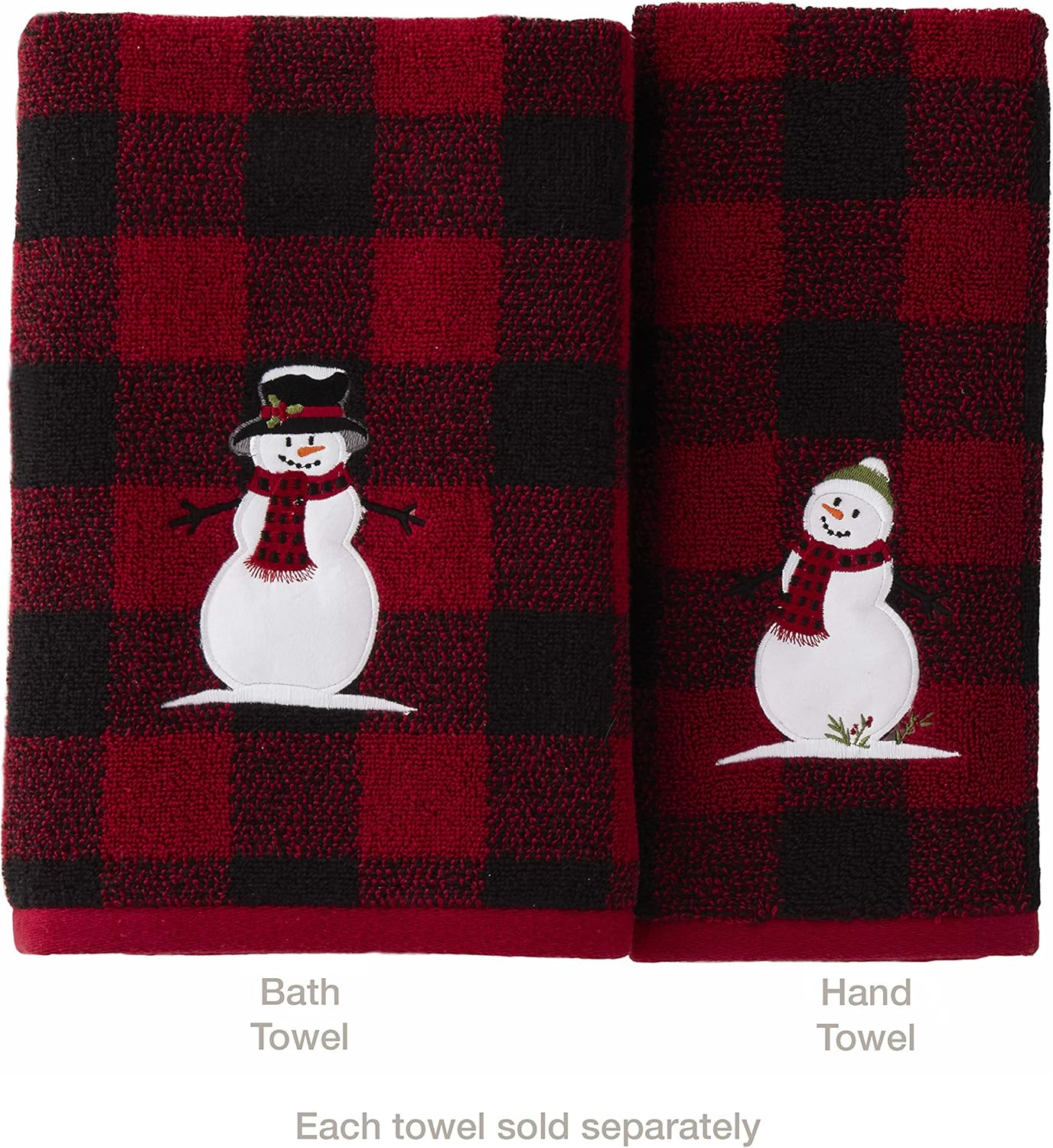 SKL Home Christmas Snowman Bath Towel Red