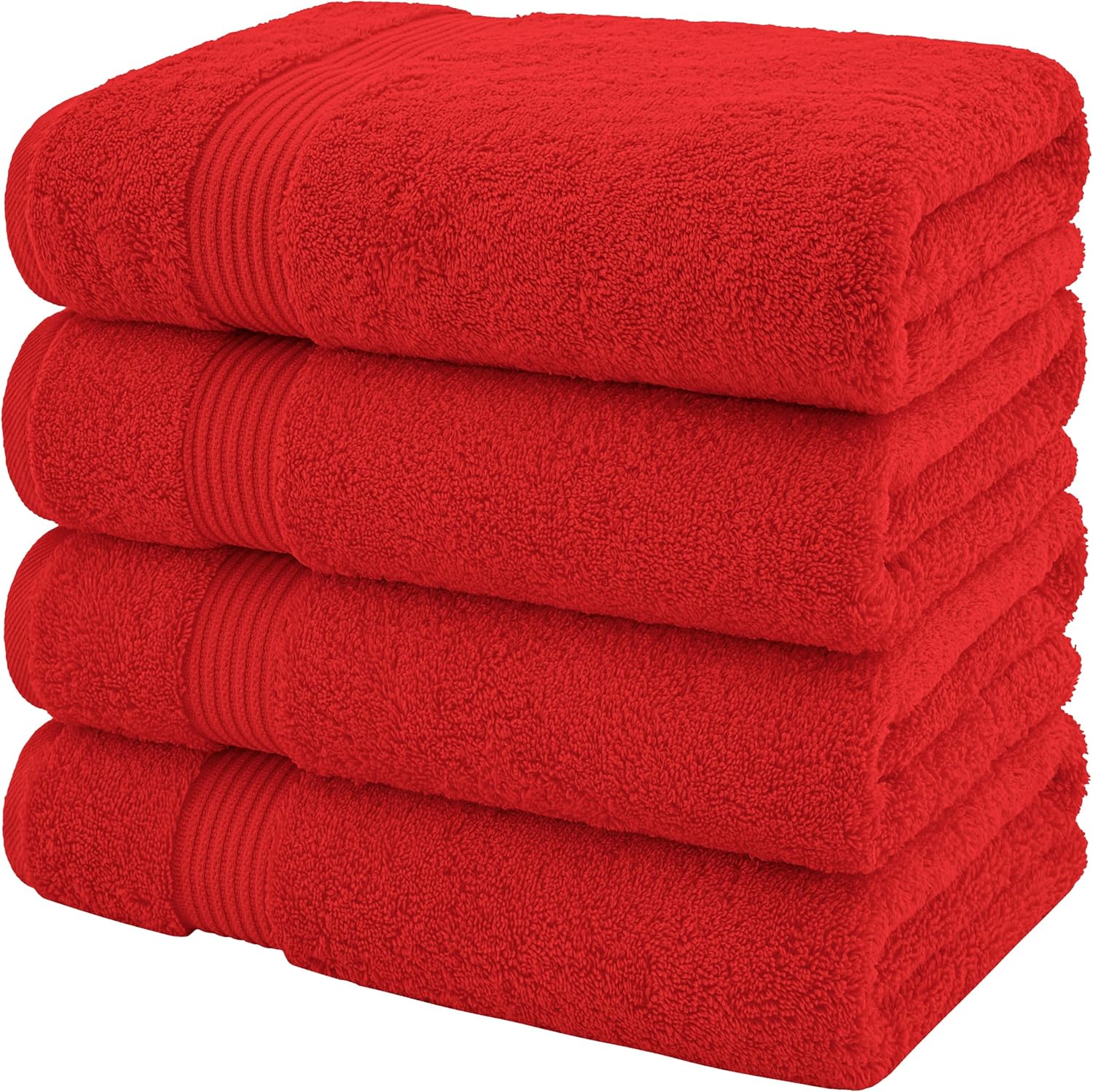 American Veteran 4 Pack Turkish Bath Towels Red