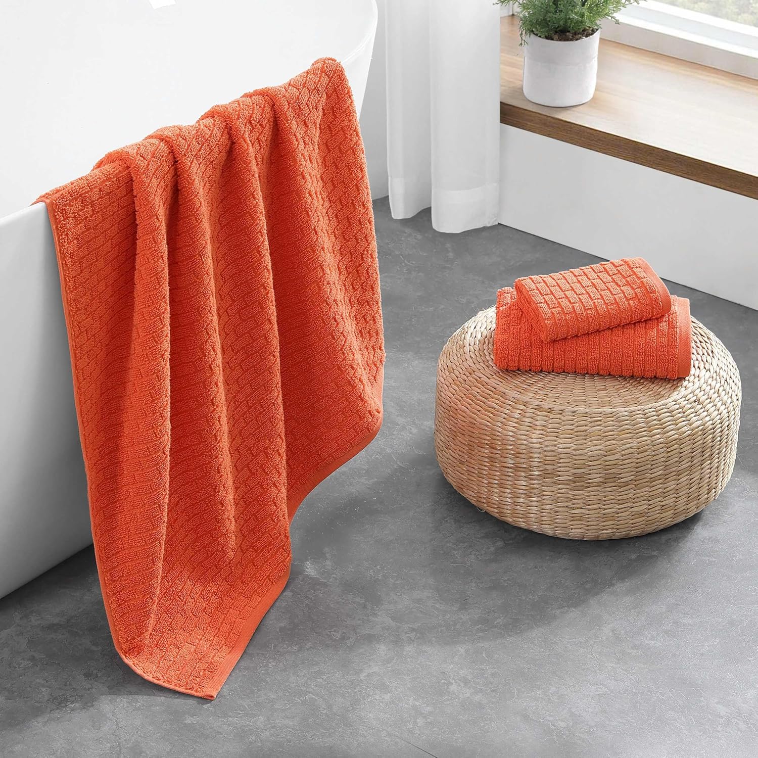 Tommy Hilfiger Brick Texture Orange Towel Set 6 Pack