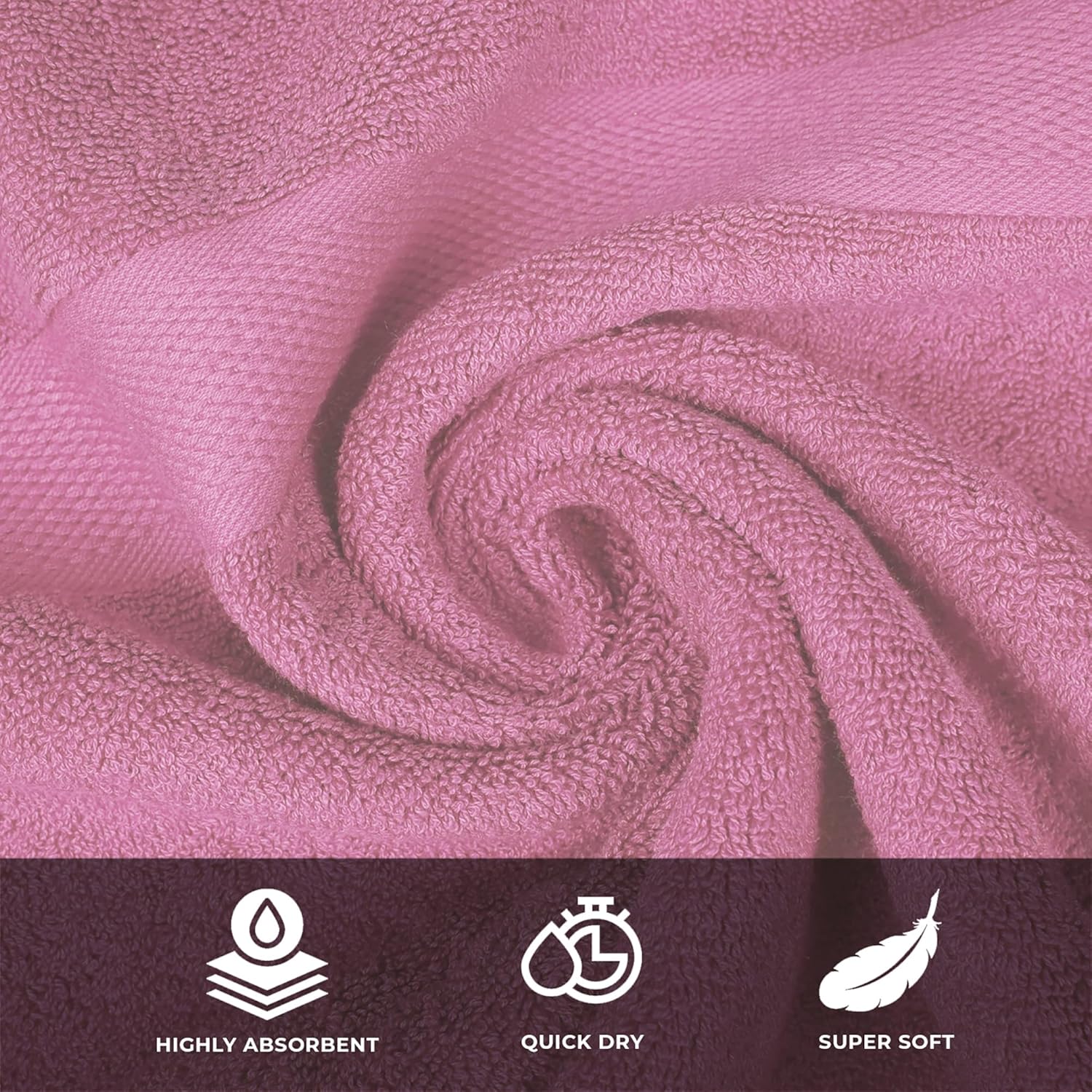 Lenenz 4 Pack Premium Cotton Bath Towels - Ultra Soft Quick-Dry Durable 27x54
