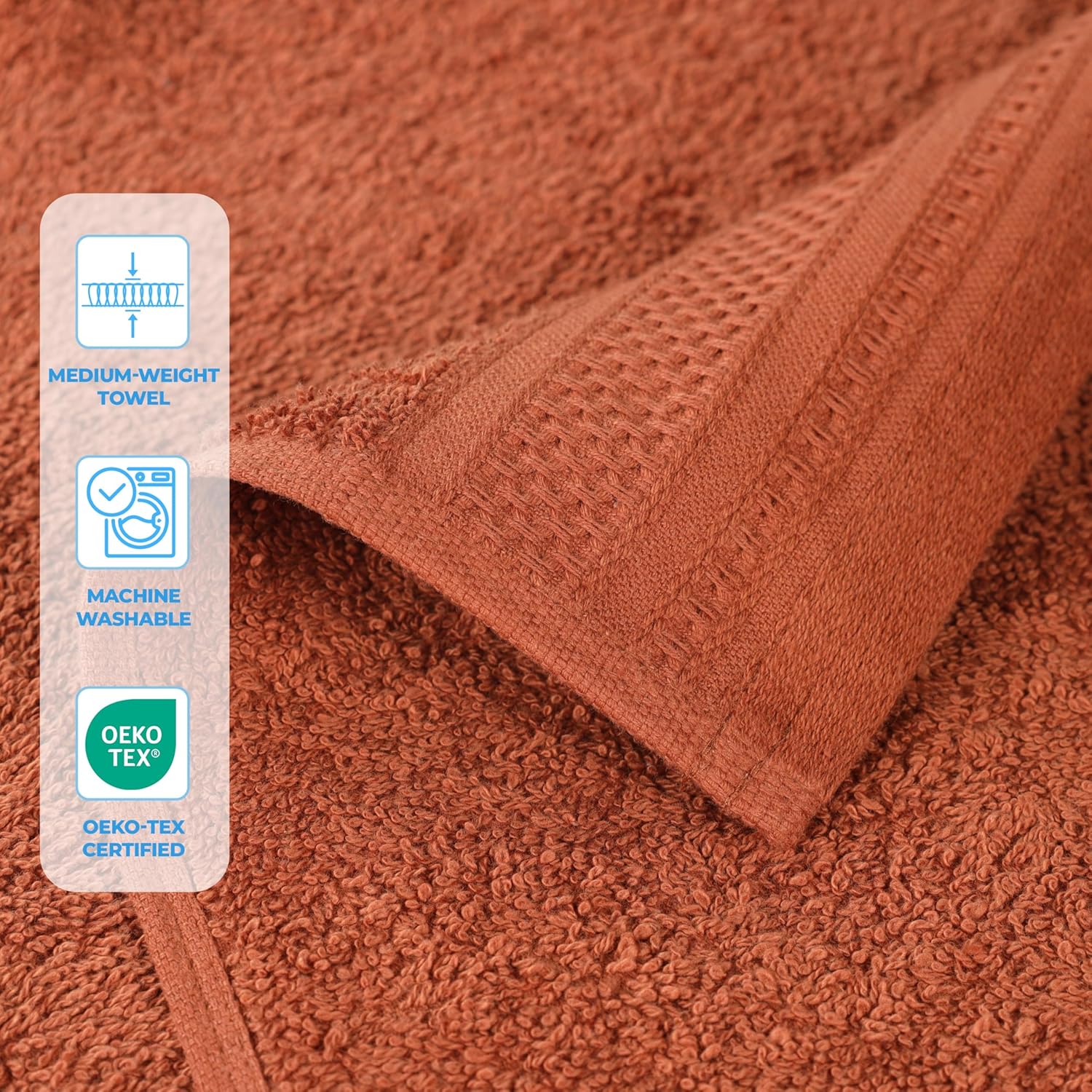 Superior 12-Piece Cotton Towel Set with Waffle Border