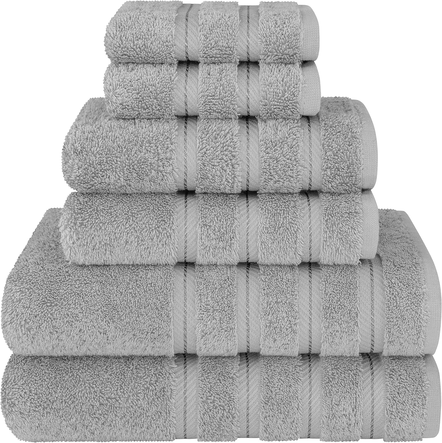 American Soft Linen 6 Piece Towel Set and 20X34 Bath Mat Bundle