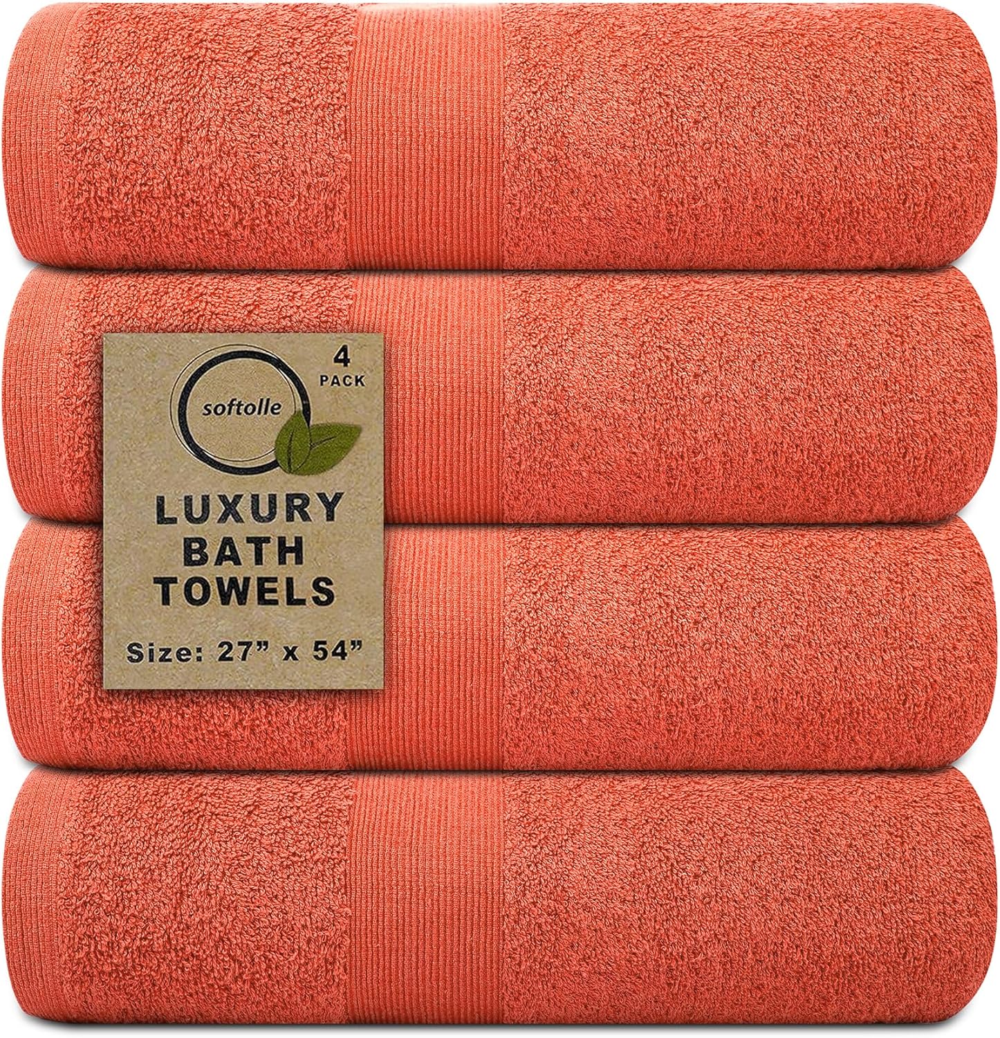 Softolle Luxury Bath Towels Set of 4 Coral