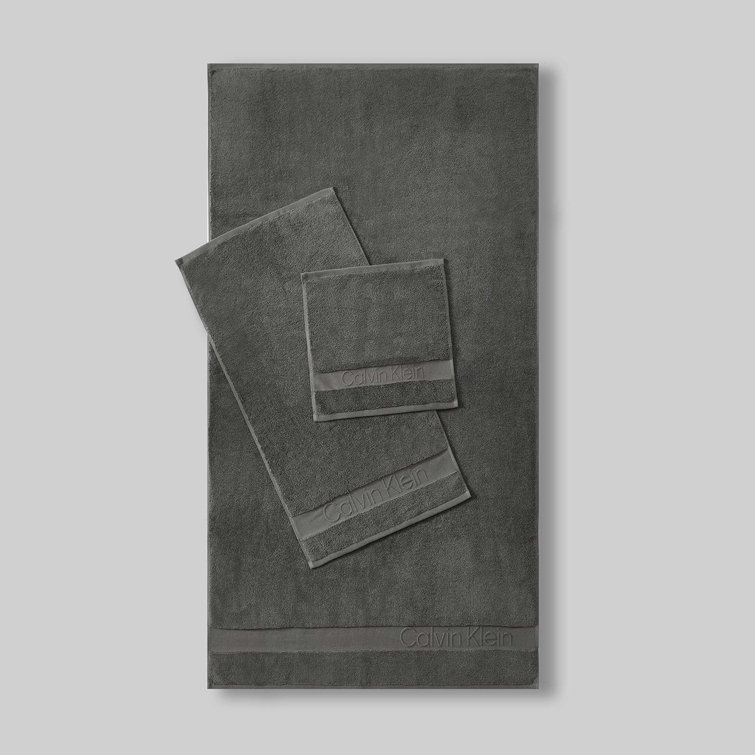 Calvin Klein Bath Towel Set 3-Piece Solid Grey 1