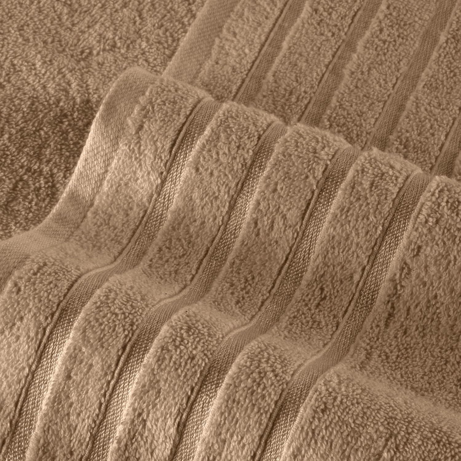 Elegant Comfort 4 Lines Viscose Stripe Towel Set - 6 Piece Taupe
