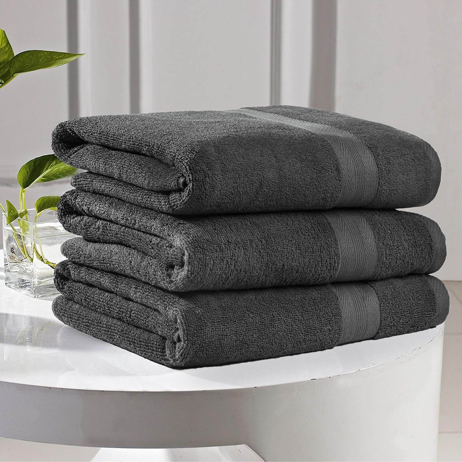 BOUTIQUO Premium Cotton 4 Pack Bath Towel Set - Charcoal Grey 1