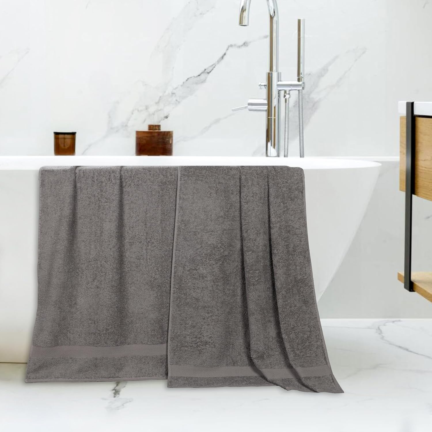 Superior 2-Piece Cotton Bath Sheet Set - Charcoal