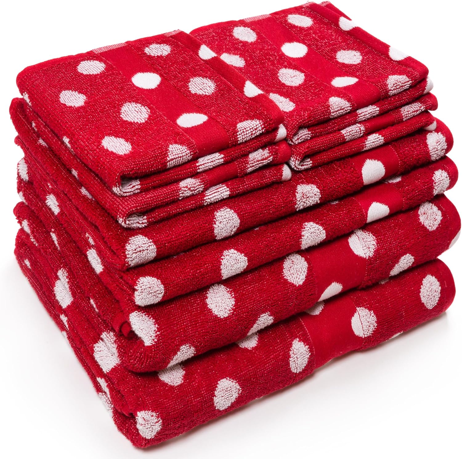 Beachland Reversible Polka Dot Bath Towel Set - 8 Pack