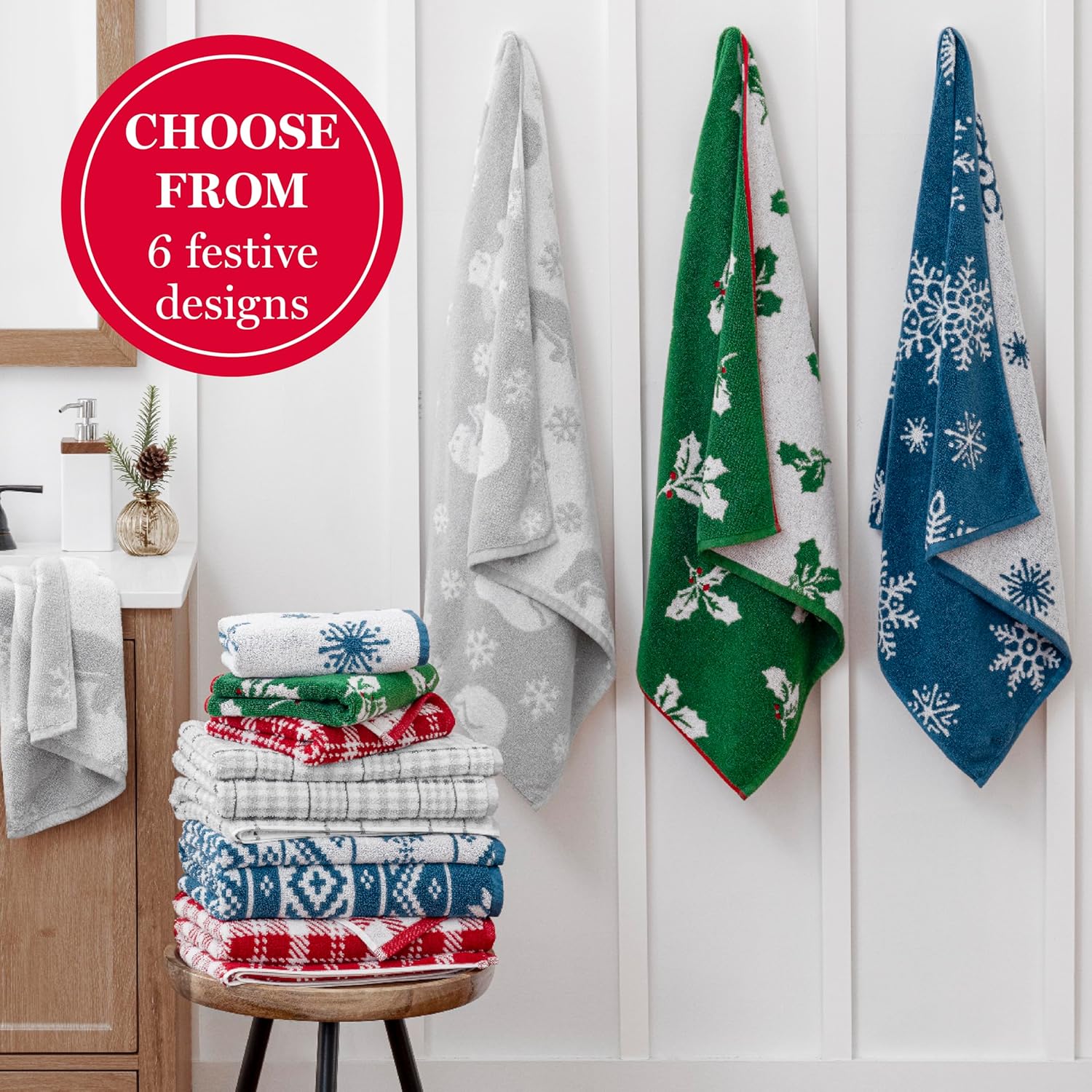 Martha Stewart Christmas Plaid Bath Towels Set of 2