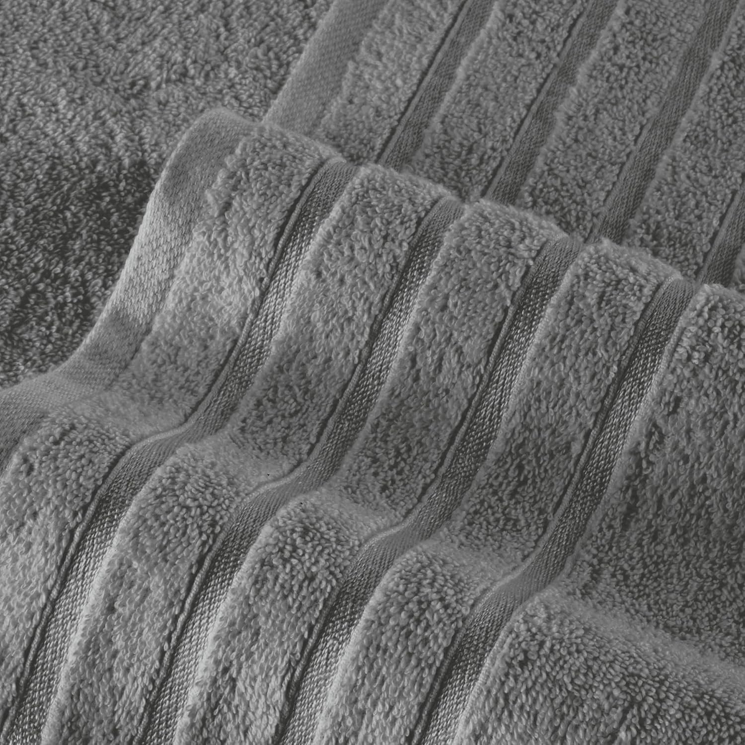 Elegant Comfort 6-Piece Viscose Stripe Towel Set - Gray