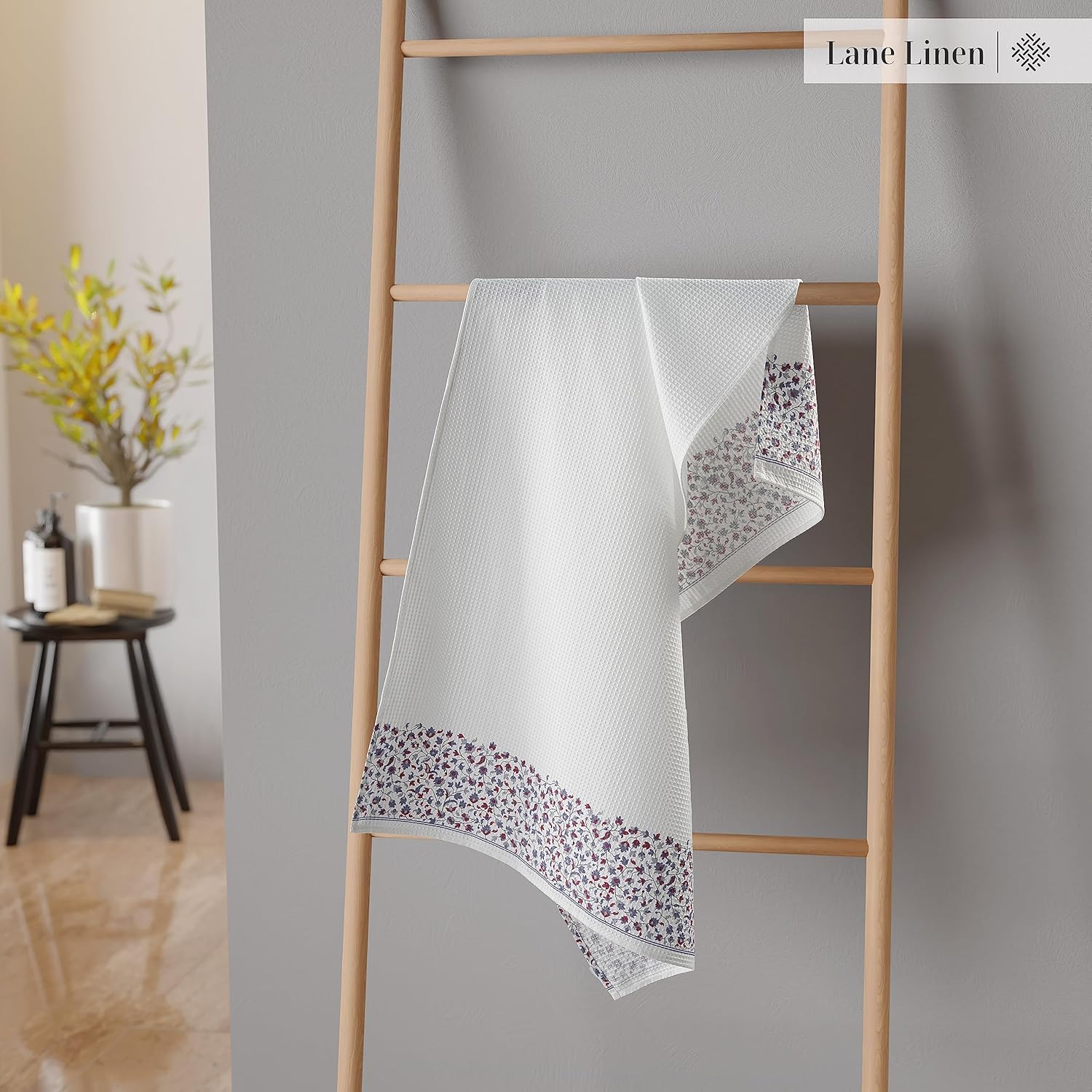 Lane Linen 4-Piece Waffle Towel Set - 28x54 White Bath Towels