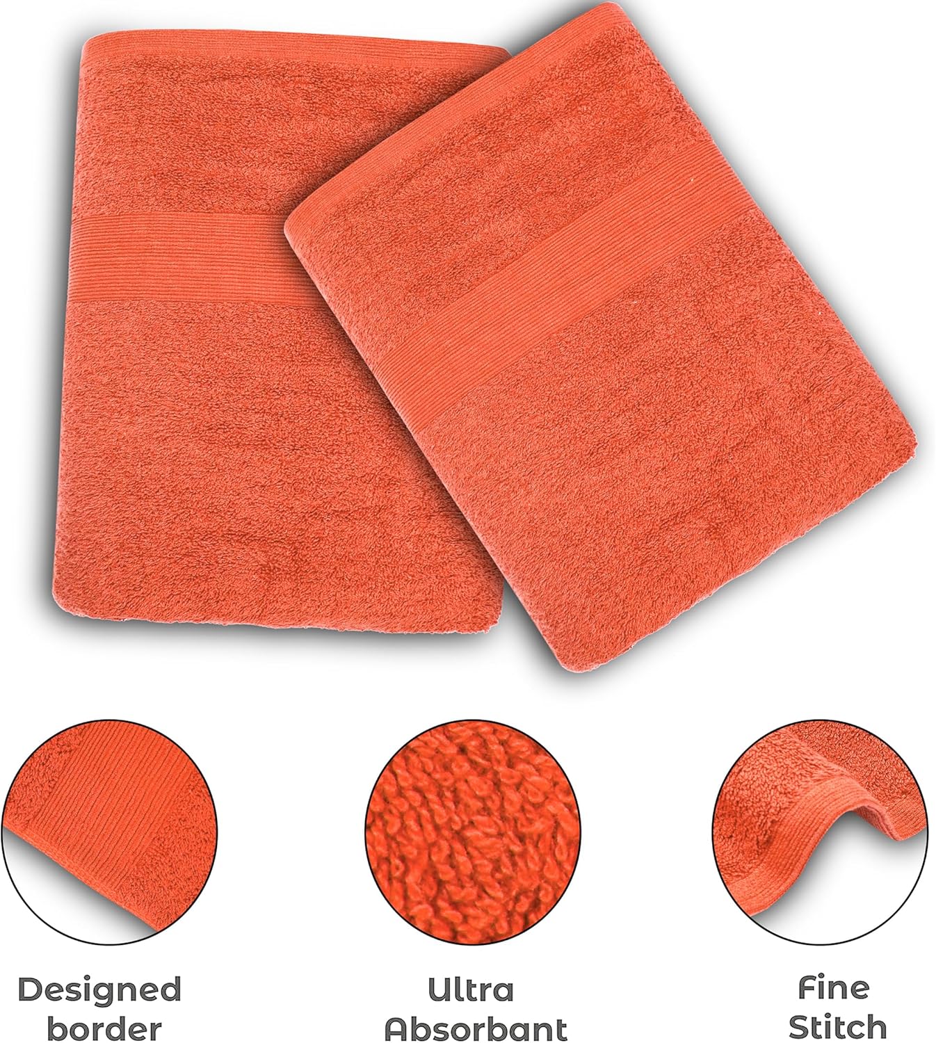 Softolle Luxury Bath Towels Set of 4 Coral