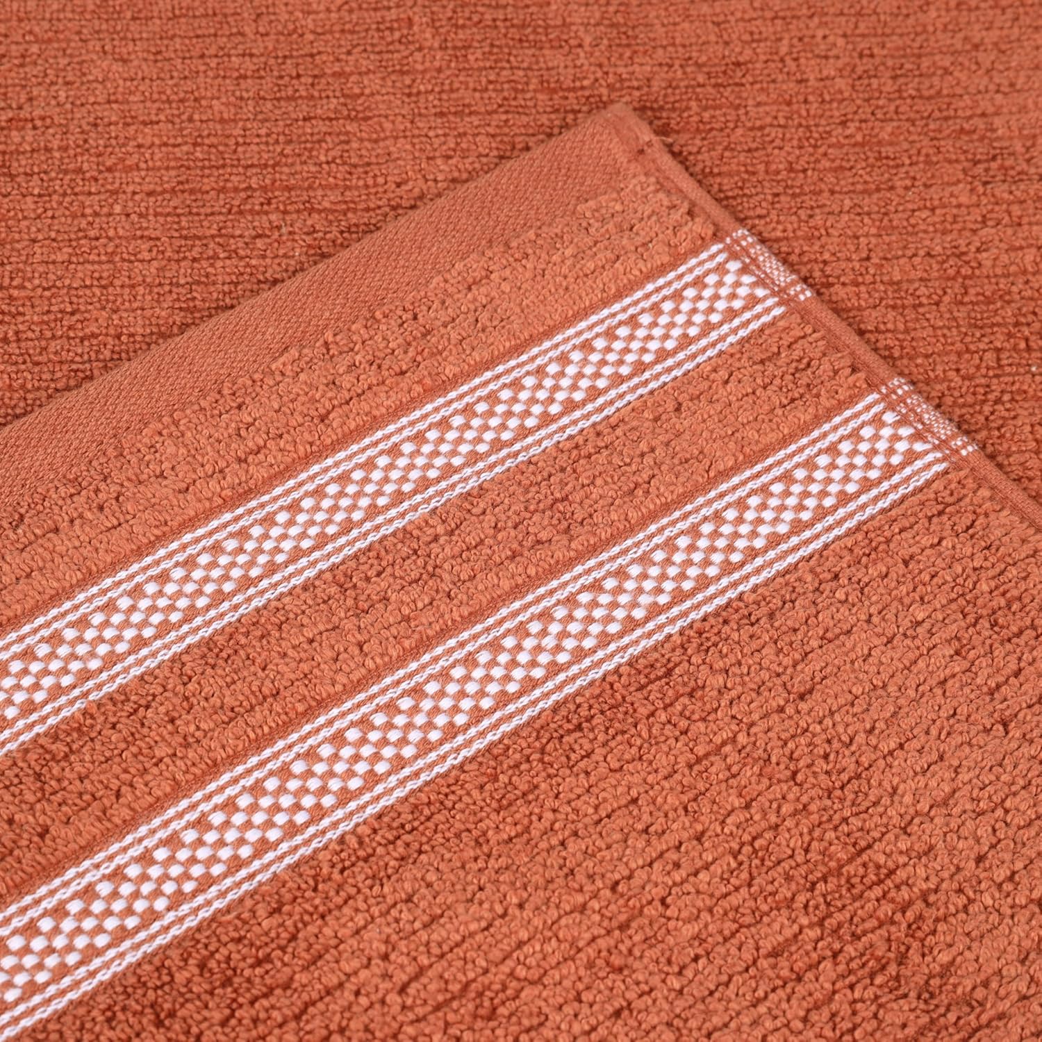 Superior Cotton 8-Piece Towel Set Zero Twist Rust