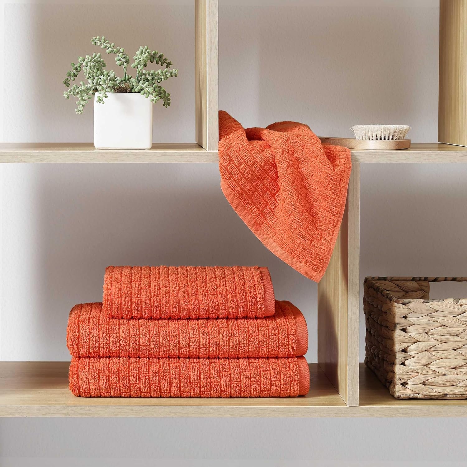 Tommy Hilfiger Brick Texture Orange Towel Set 6 Pack