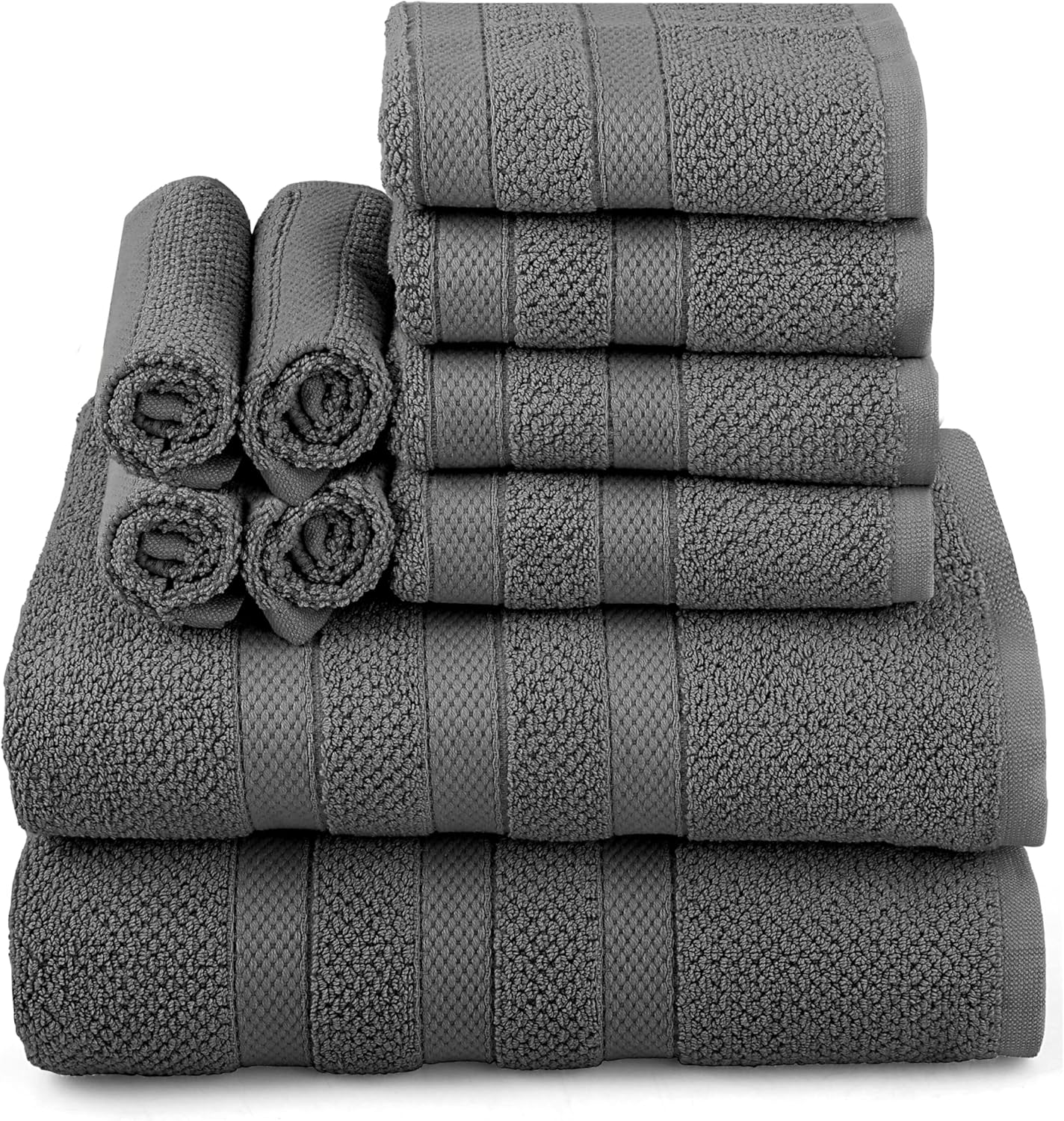 COTTON CRAFT Popcorn Towel Set - 10 Piece Charcoal Grey 1