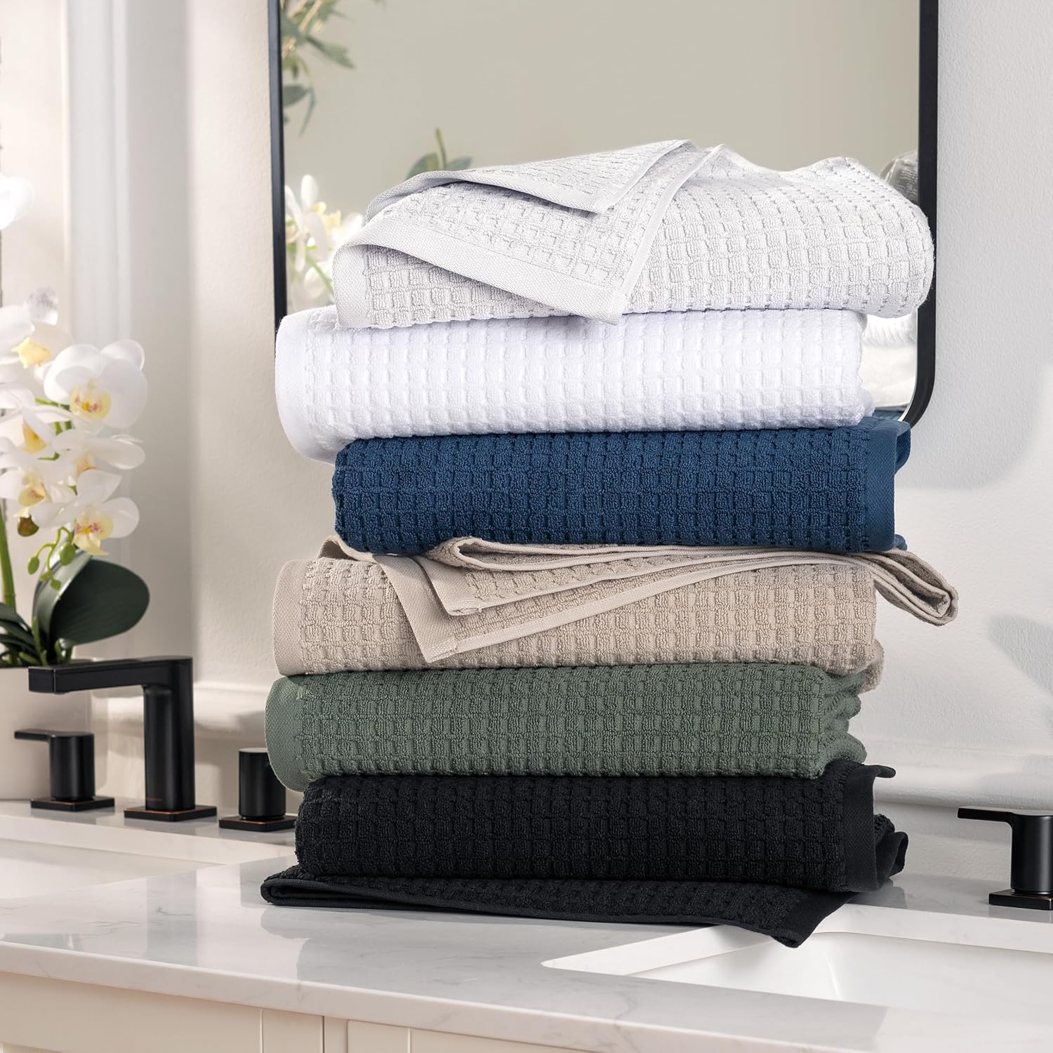 DKNY Quick Dry Cotton Towel Set - 2 Bath 2 Hand 2 Washcloths Moss