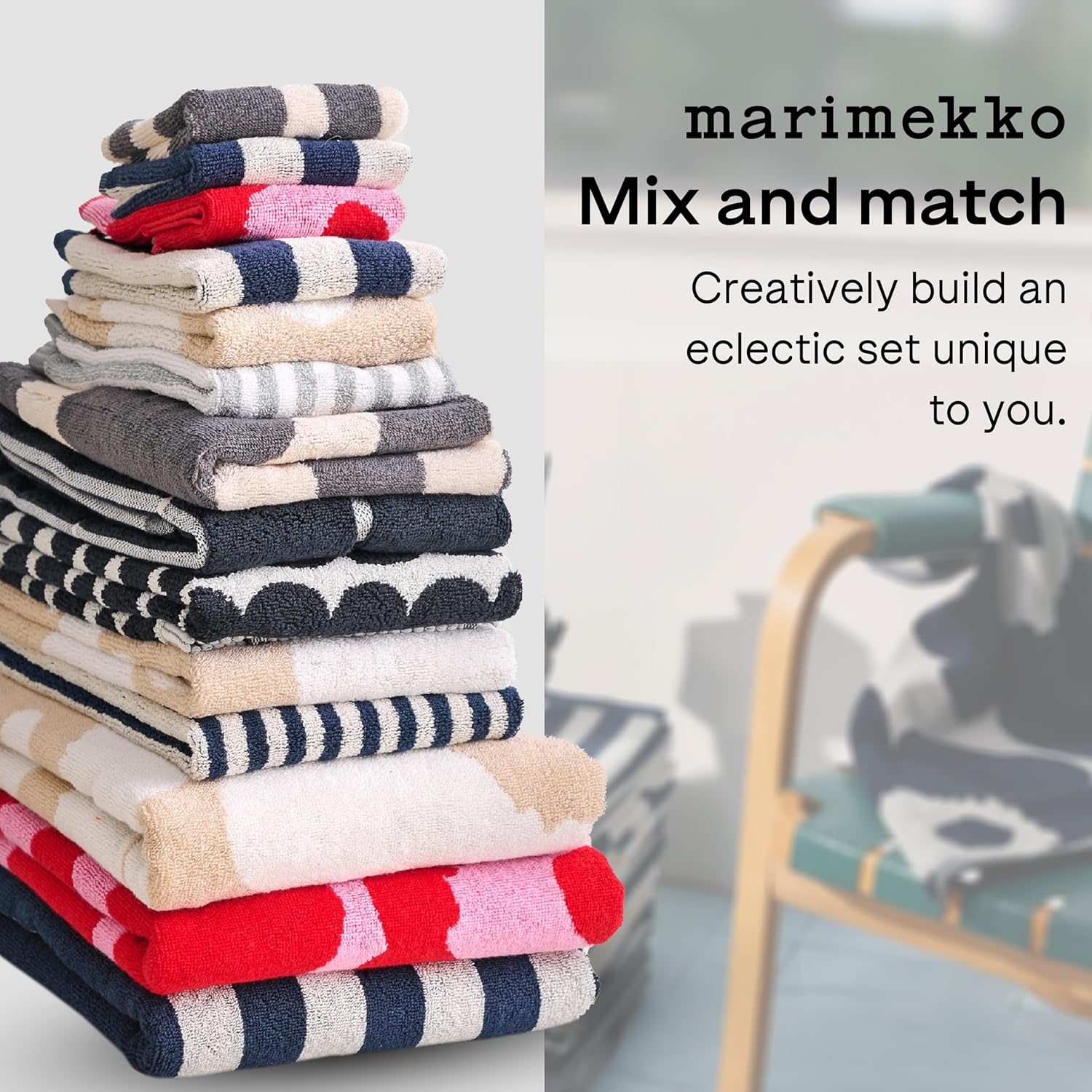 MARIMEKKO Unikko Cotton Terry Bath Towel Red