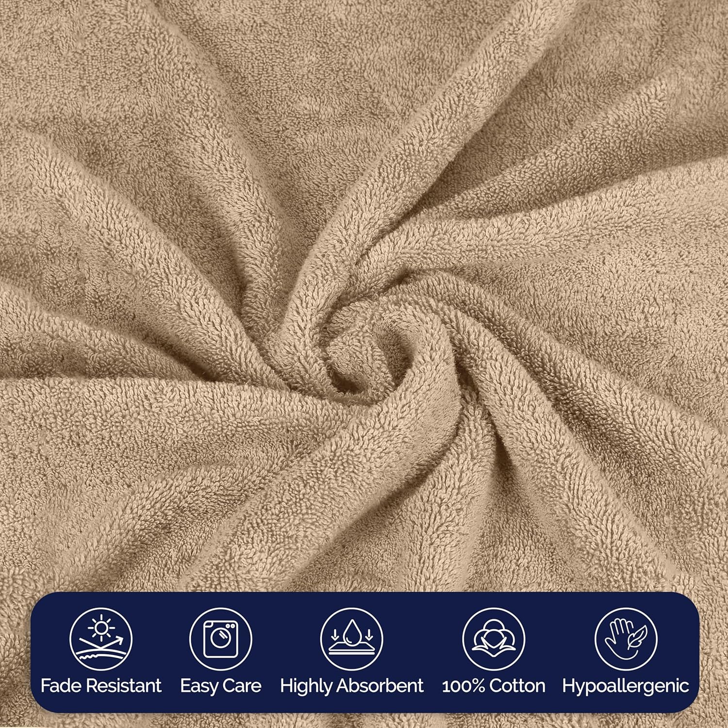 Elegant Comfort Premium Cotton 8-Piece Towel Set in Taupe