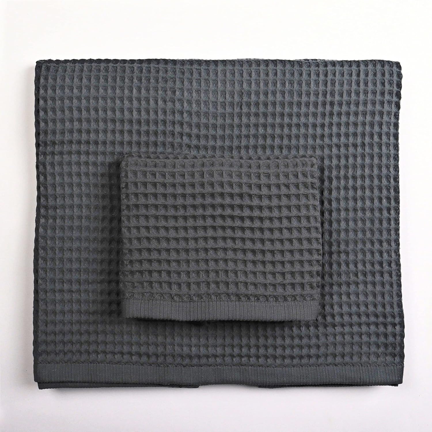 Luxury Waffle Towel Set 4 Pieces Anthracite