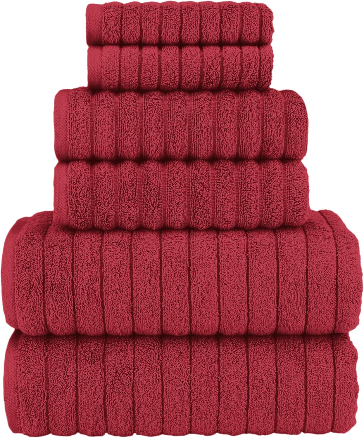 Elegant Comfort Turkish Cotton 6-Piece Bath Towel Set Burgundy