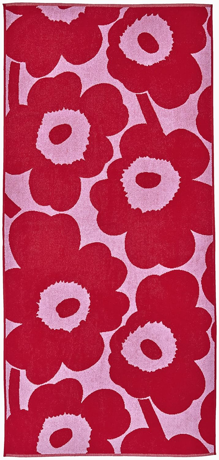 MARIMEKKO Unikko Cotton Terry Bath Towel Red