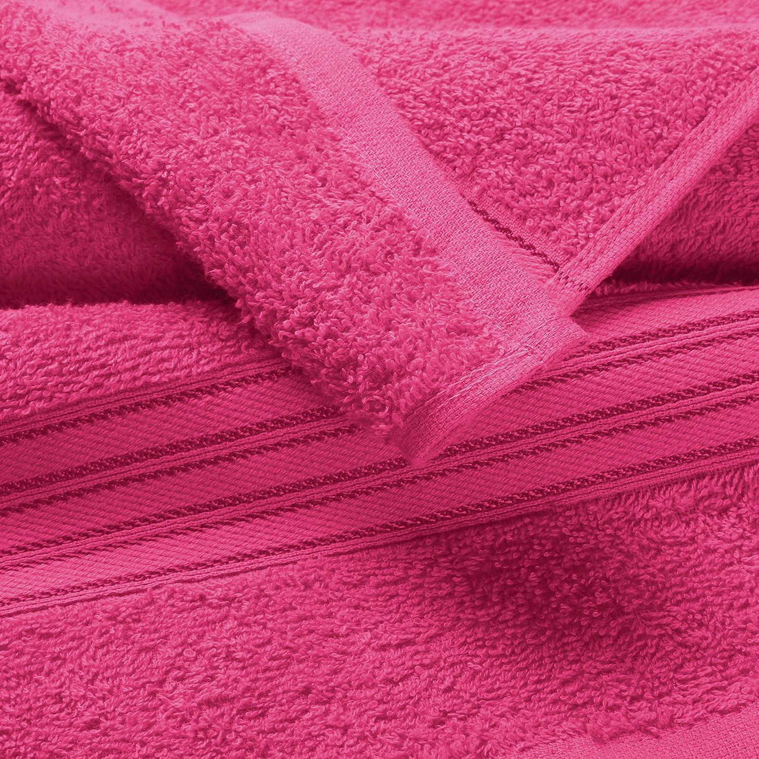 BOUTIQUO 100 Cotton Bath Towel Set 28x55 Hot Pink