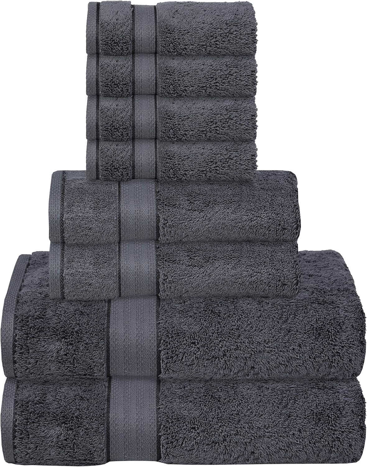 GLAMBURG 700 GSM 8-Piece Towel Set - Charcoal Grey Luxury
