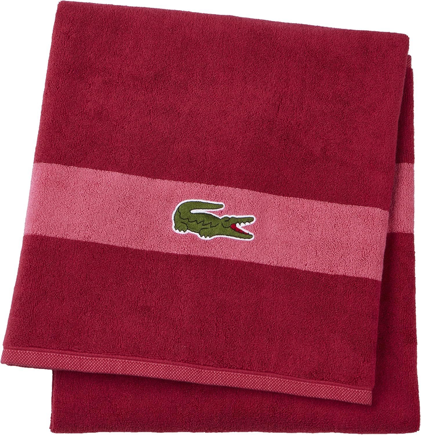 Lacoste Logo Bath Towel 30x52 Cherry 100 Cotton