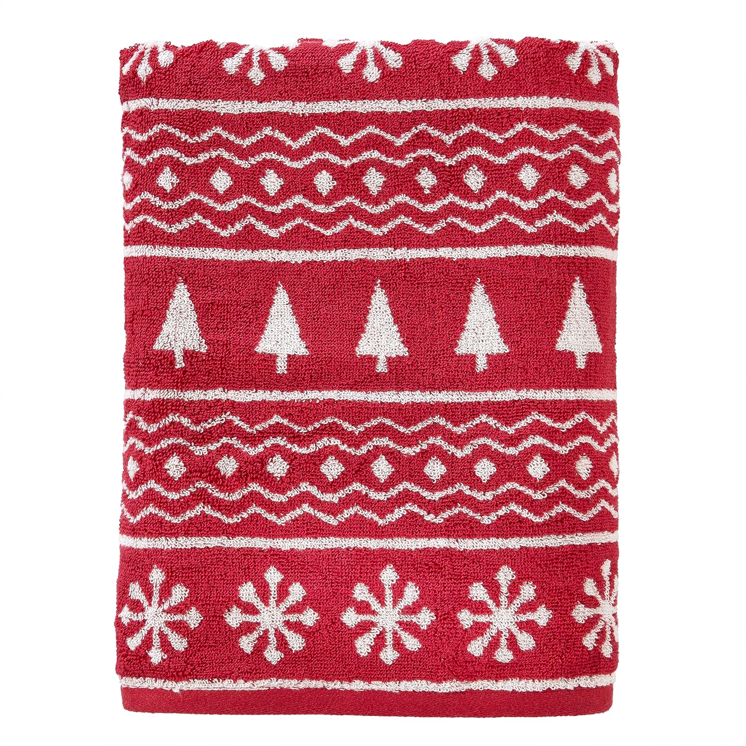 SKL Home Winter Fair Isle Bath Towel Red
