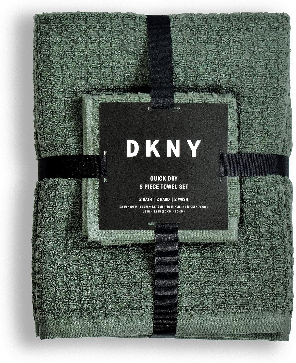 DKNY Quick Dry Cotton Towel Set - 2 Bath 2 Hand 2 Washcloths Moss