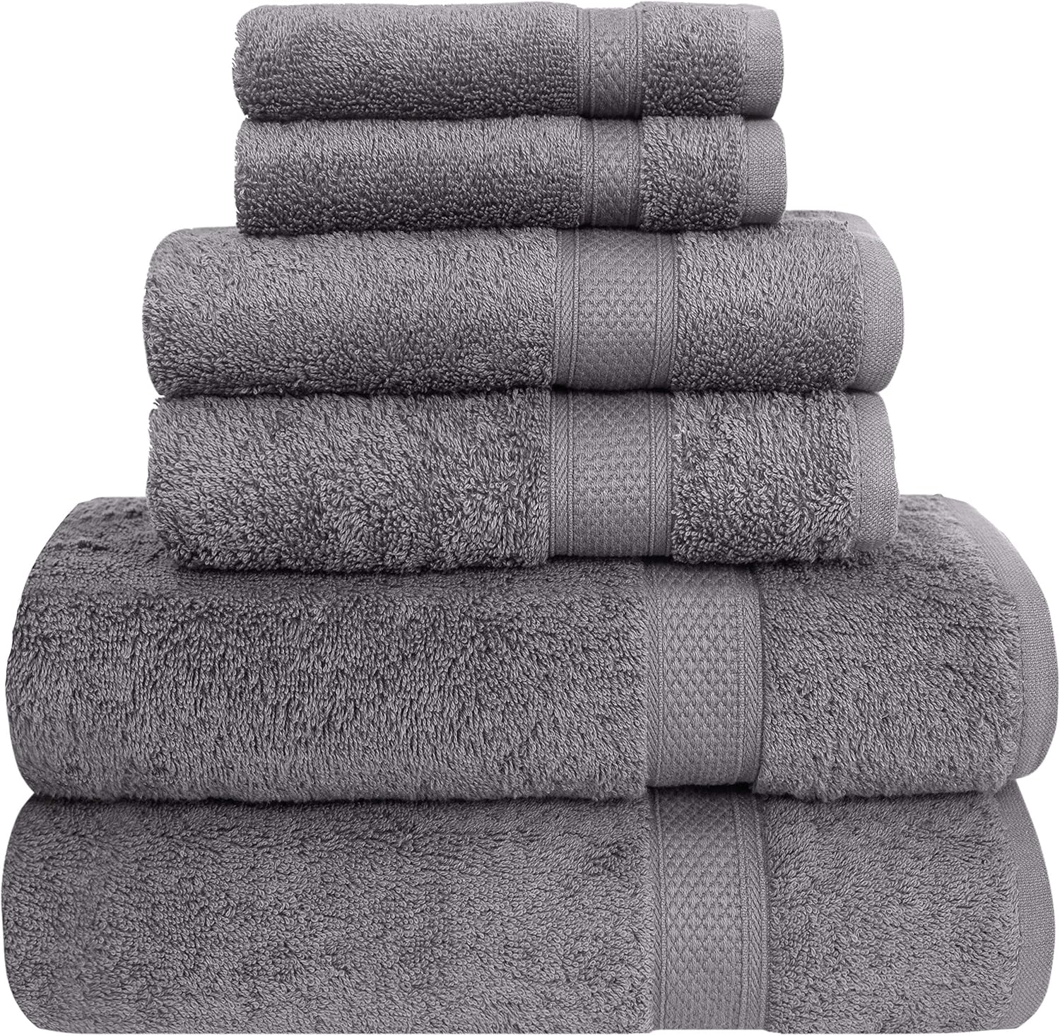 Pleasant Home 6 Piece Bath Towel Set in Grey